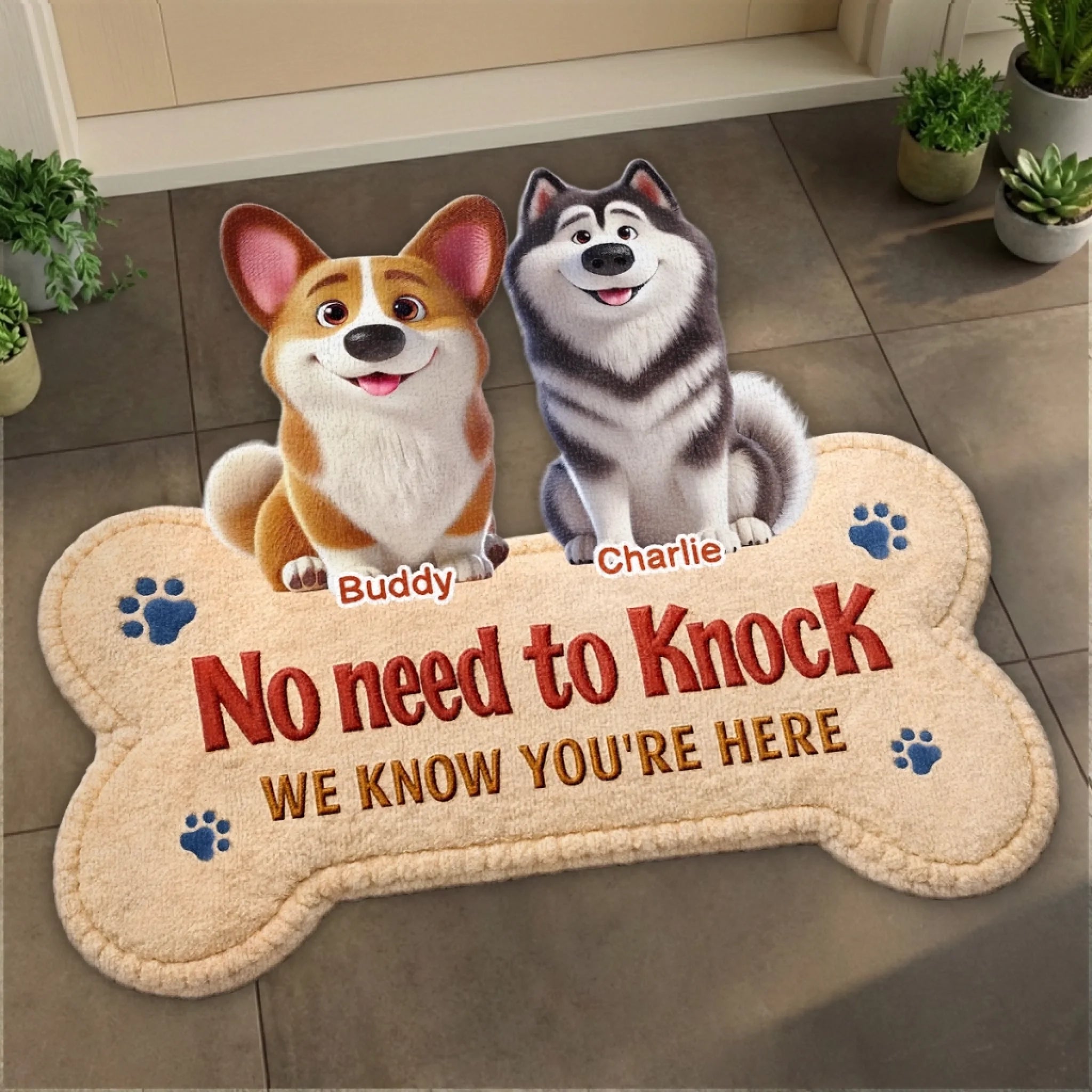 Custom Shaped Doormat, Personalized Birthday Gift for Dog Lovers, Dog Mom & Dad Bark Squad