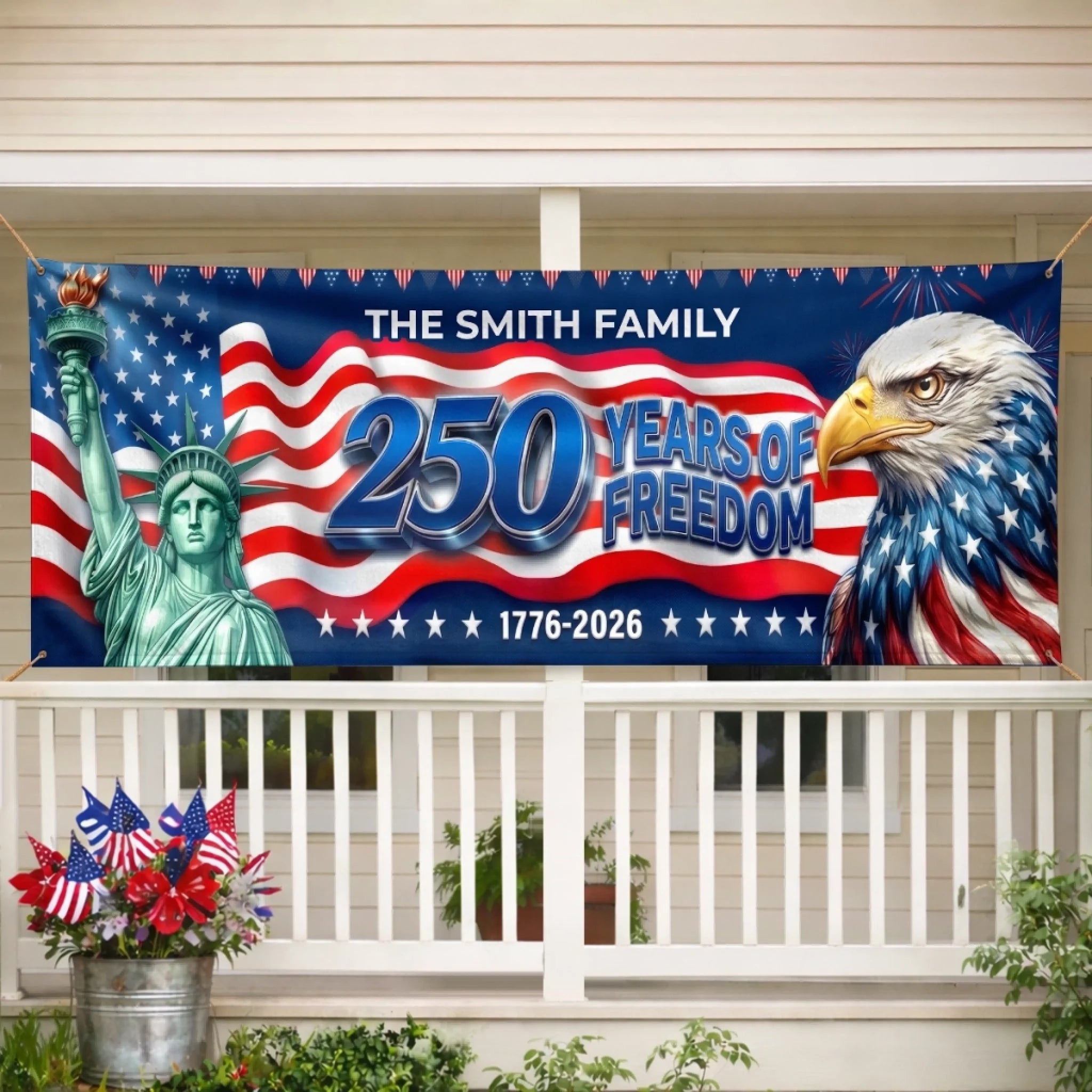 Custom Polyester Outdoor Banner Personalized America 250th Anniversary Gift for Family