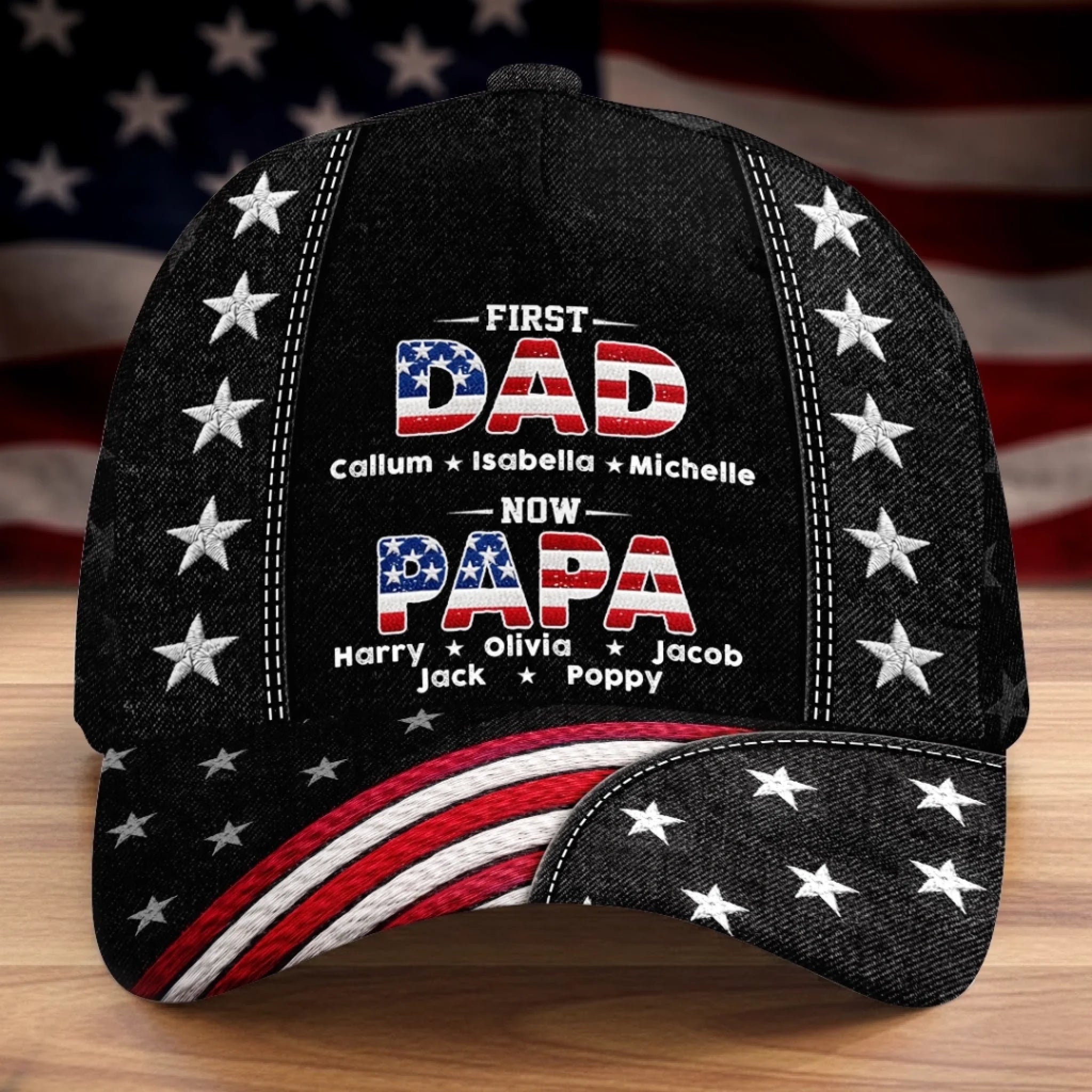 Custom All Over Print Classic Cap, Personalized America 250th Anniversary Gift for Dad or Grandpa