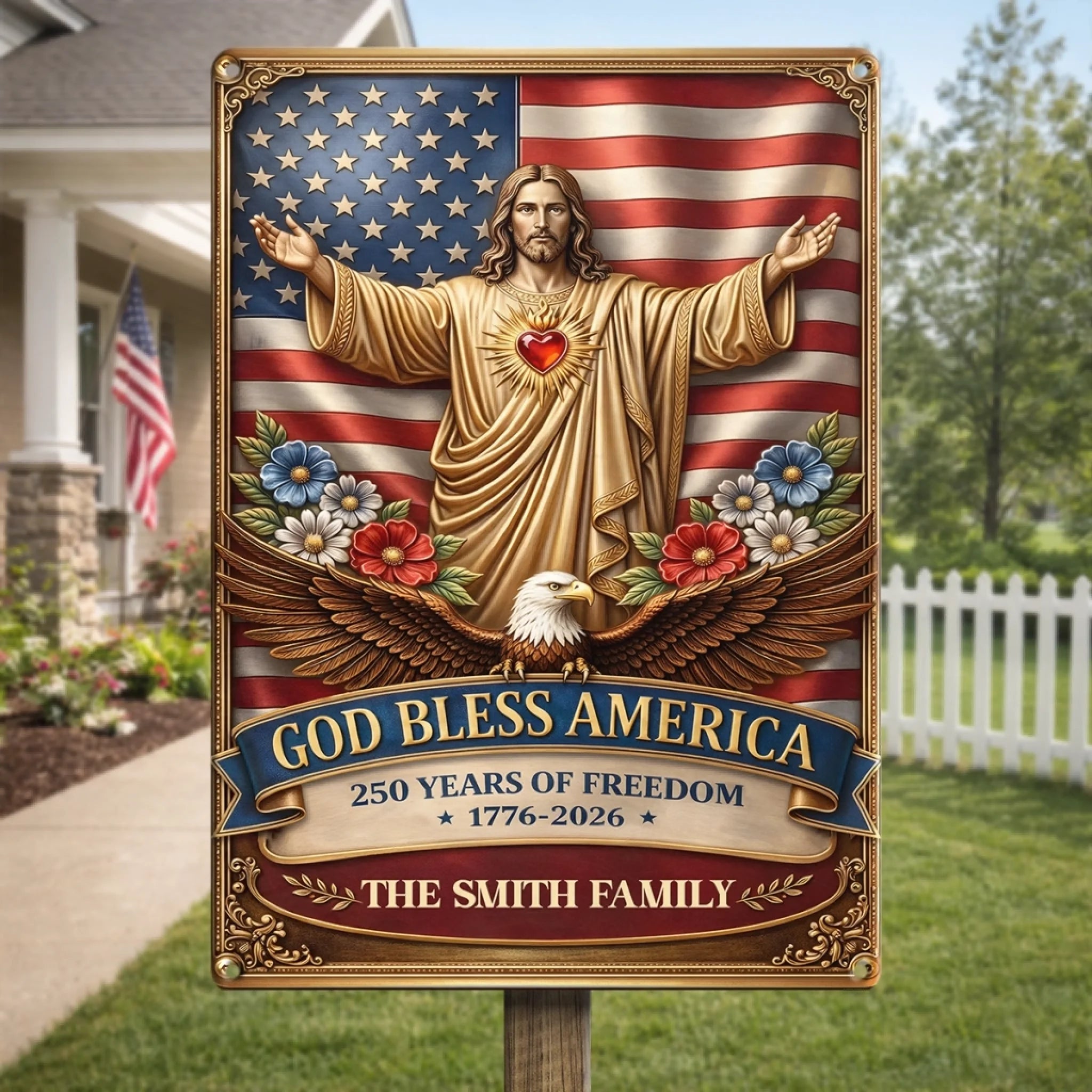 Custom Home Decor Metal Sign Personalized America 250th Anniversary Gift for Family