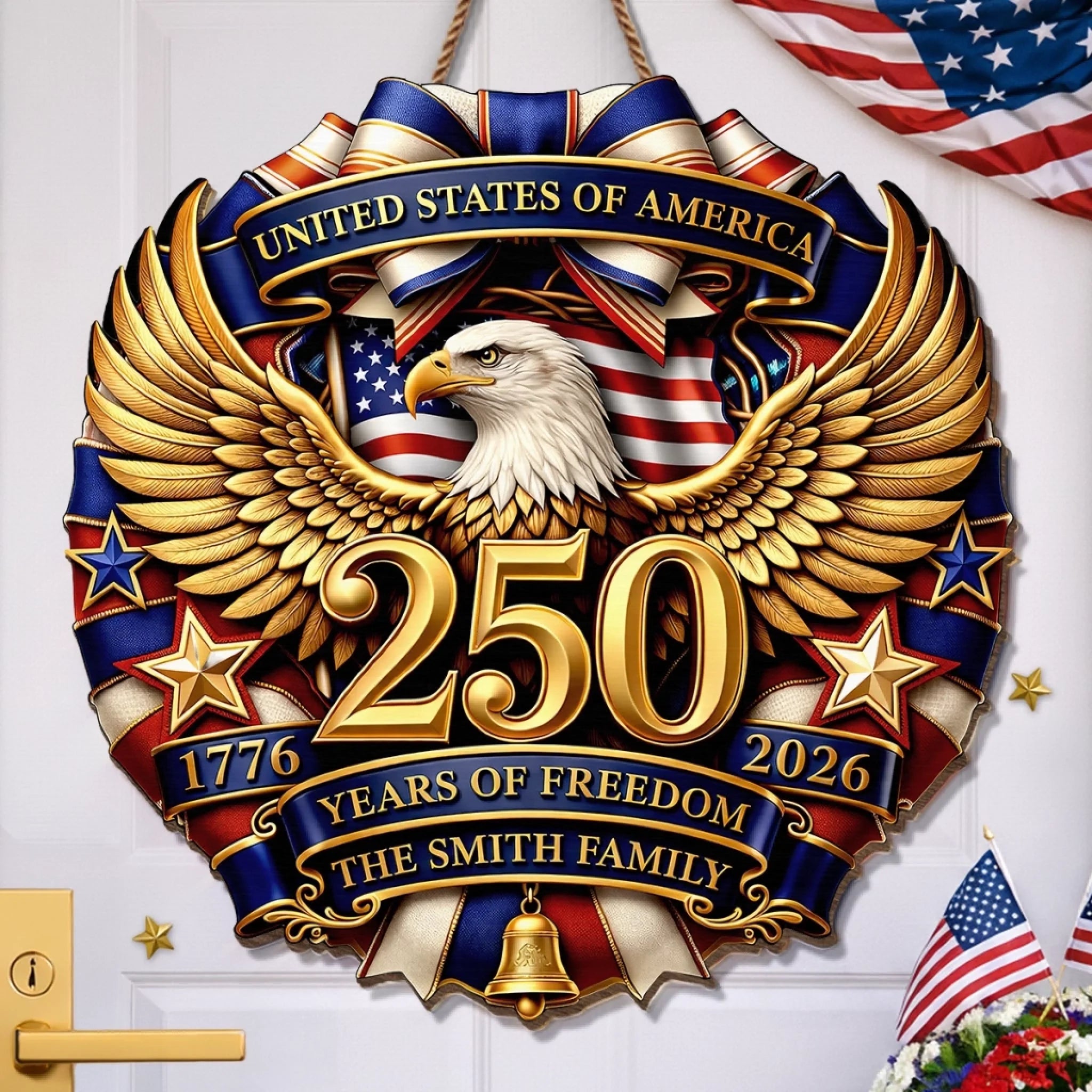 Custom Wood Sign Personalized America 250th Anniversary Family Gift for Mom Dad Siblings and Kids