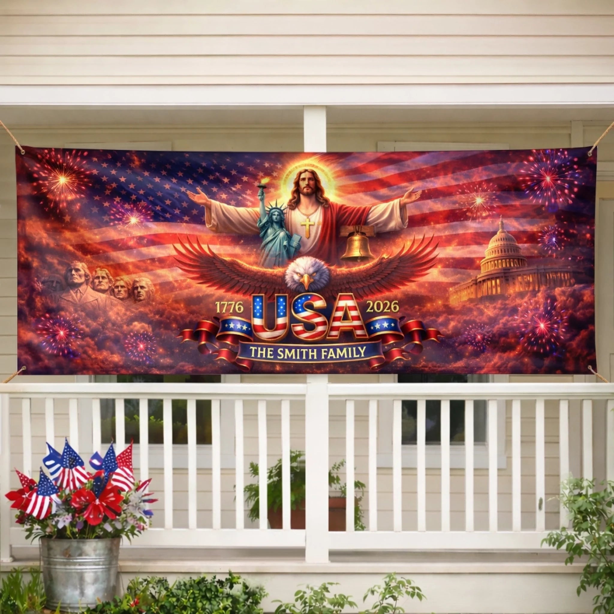 Custom Polyester Outdoor Banner Personalized America 250th Anniversary Gift Courage Lights The Way