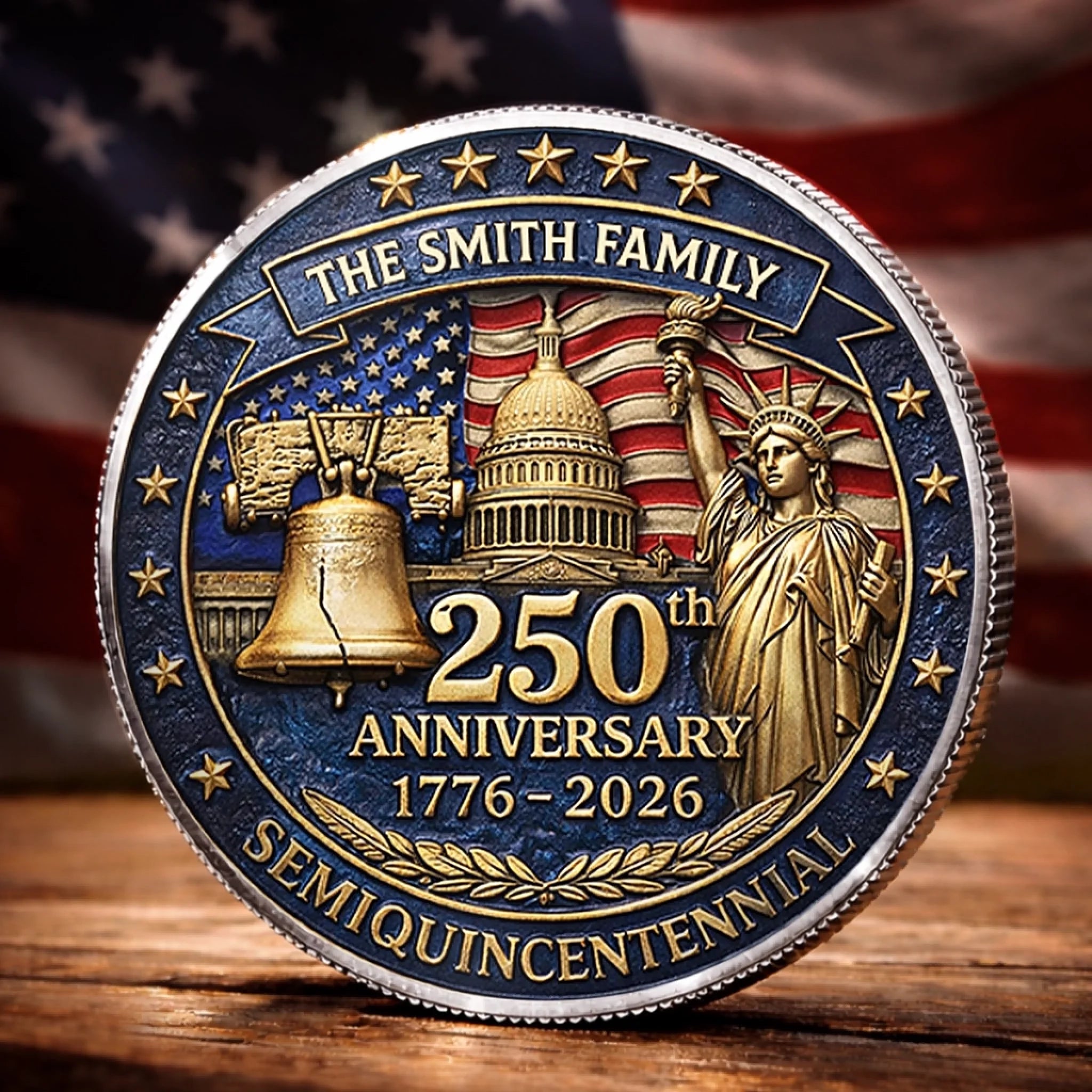 Custom Commemorative Keepsake Coin Personalized America 250th Anniversary Gift for Family