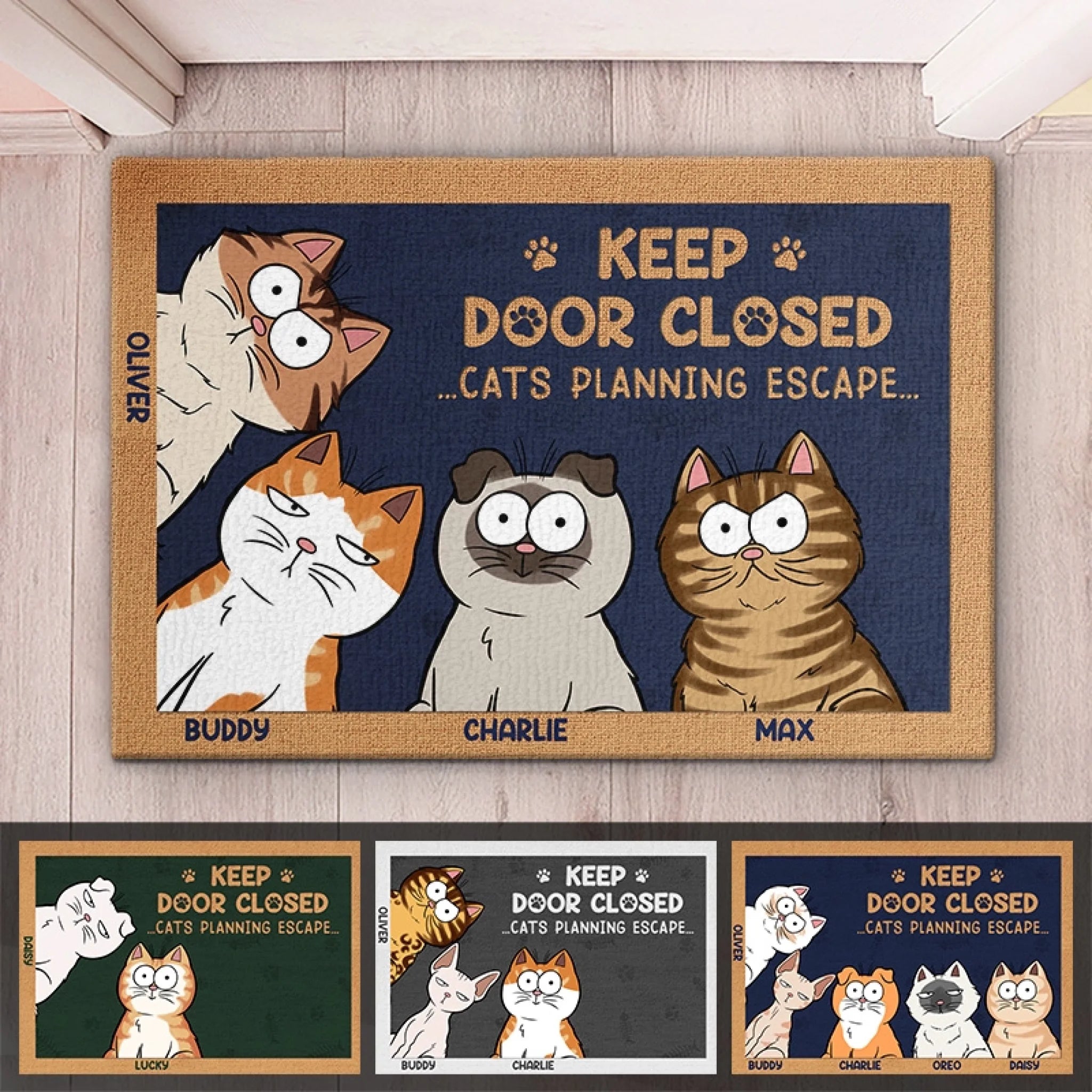 Personalized Cat Doormat, Don't Let The Cat Out Decorative Mat Gift for Cat Owners and Pet Lovers