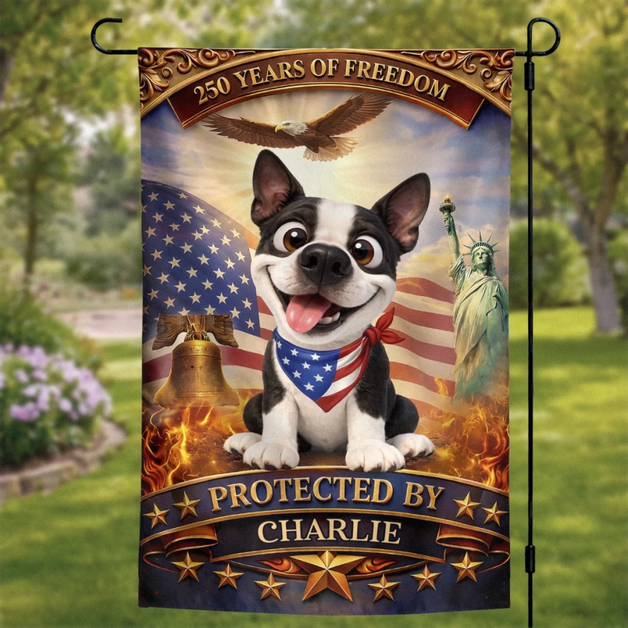 Custom Flag Personalized America 250th Anniversary Gift for Dog Lovers Dog Mom Dad Paws of Freedom