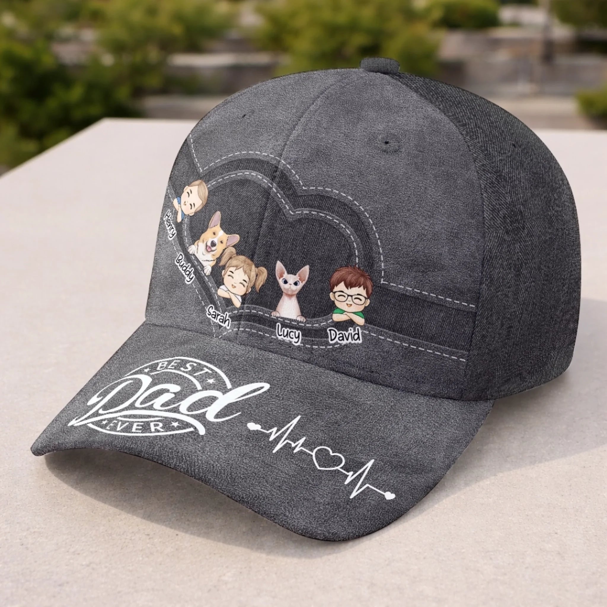 Personalized Best Dad Ever Classic Cap Custom Family Print Hat Gift for Dad Grandpa
