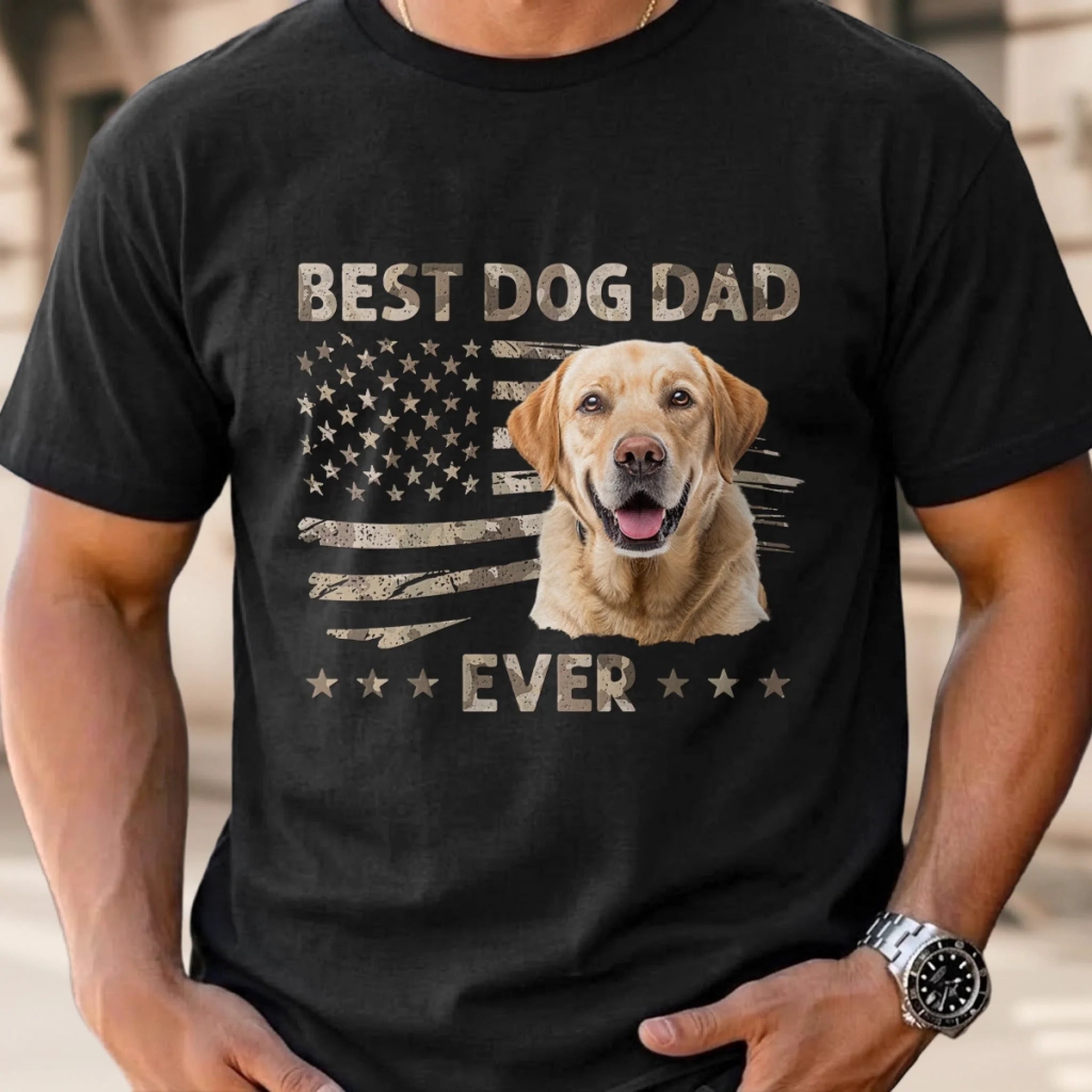 Custom Photo Unisex T-Shirt or Hoodie, Personalized Ultimate Dog Dad Gift for Father's Day and America 250th