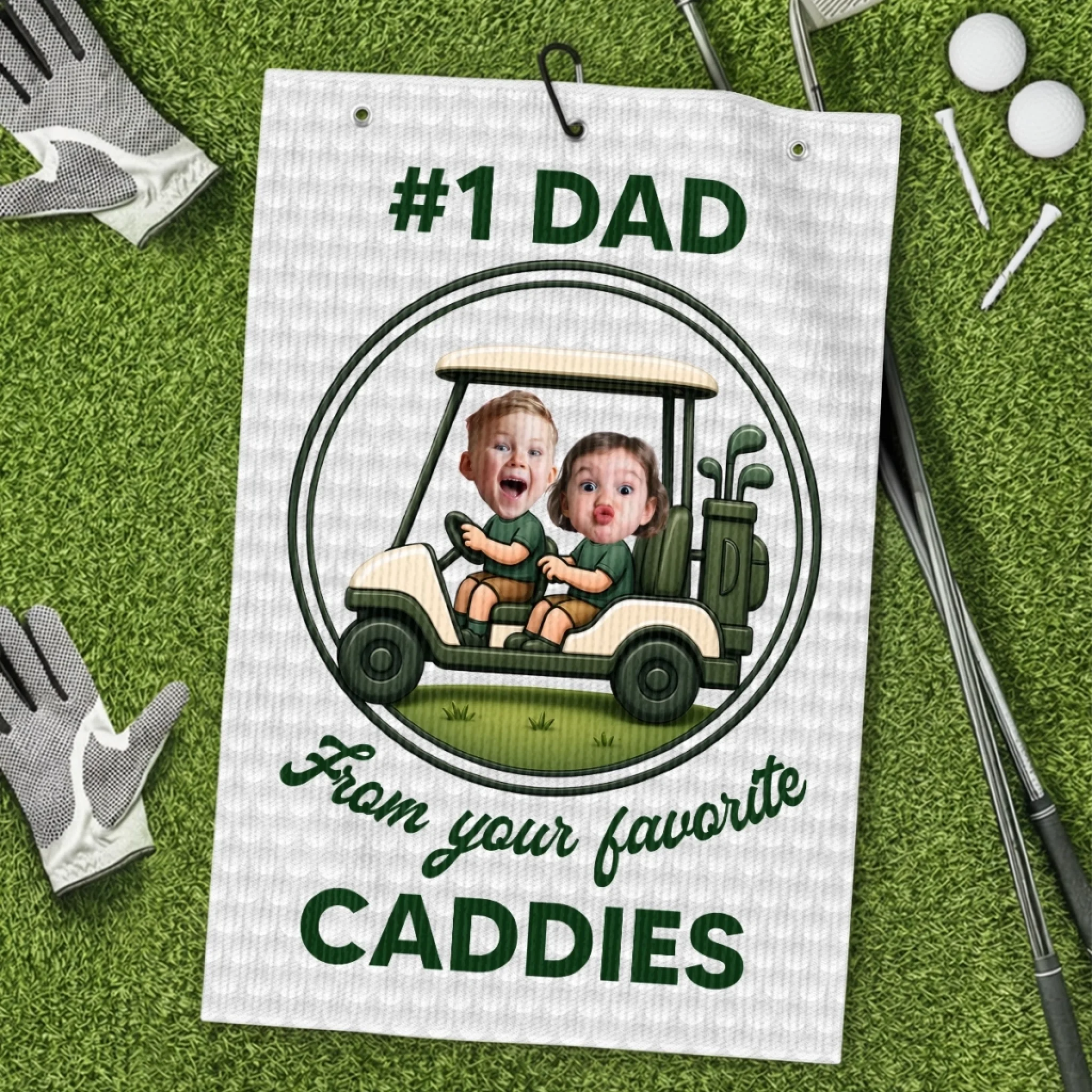 Custom Photo Golf Towel Personalized Father's Day or Birthday Golf Gift for Dad Grandpa