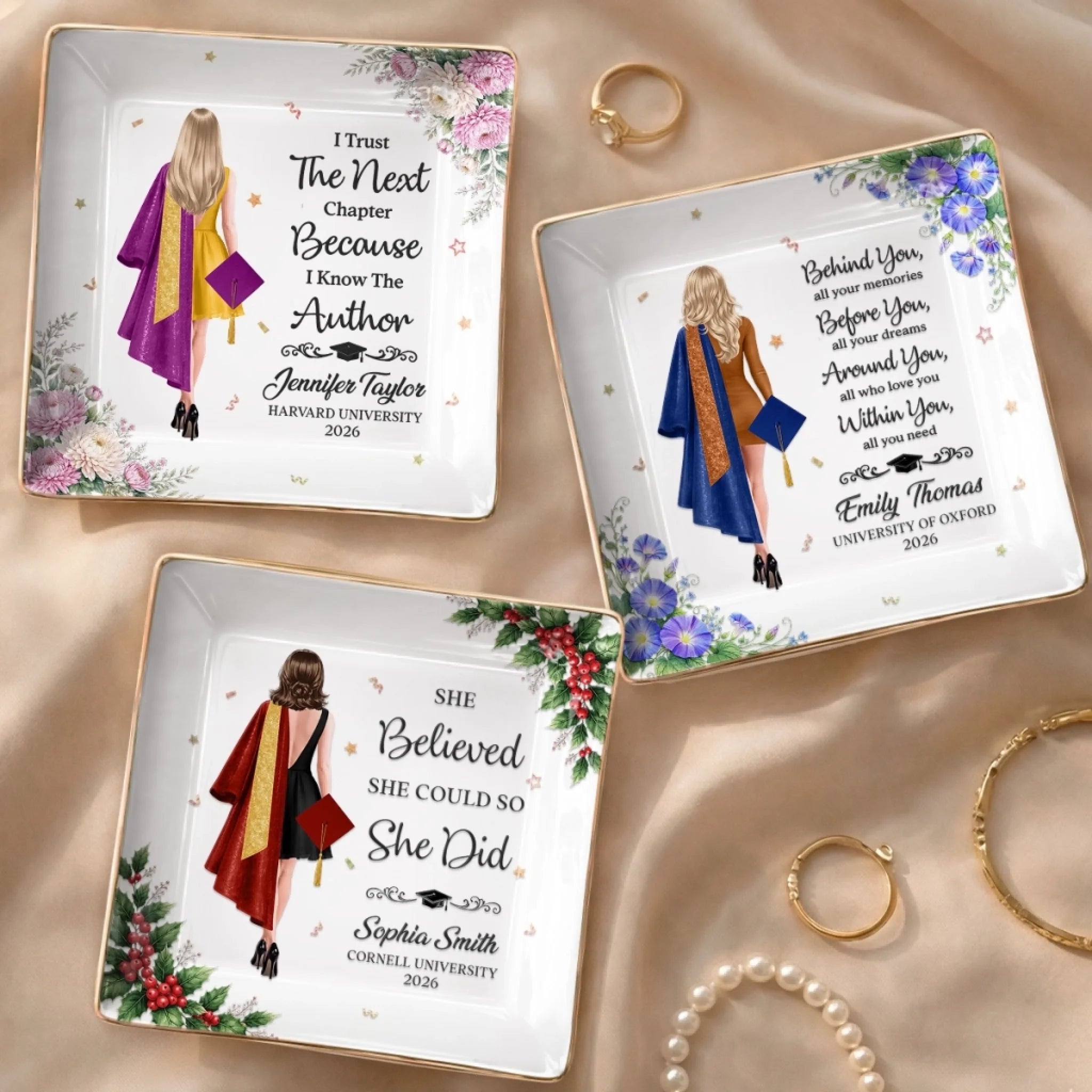 Custom Full-Print Jewelry Dish, Personalized Graduation Gift for Her, Sweet New Beginning Keepsake