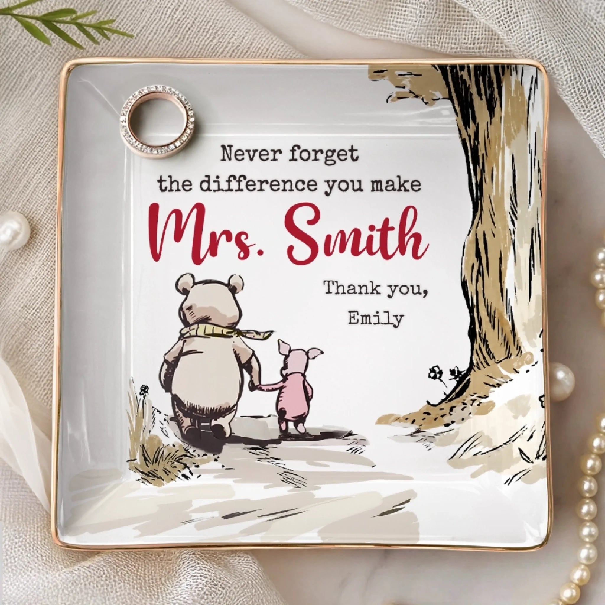 Custom Full-Print Jewelry Dish, Personalized Sweetest Teacher Graduation Keepsake Gift