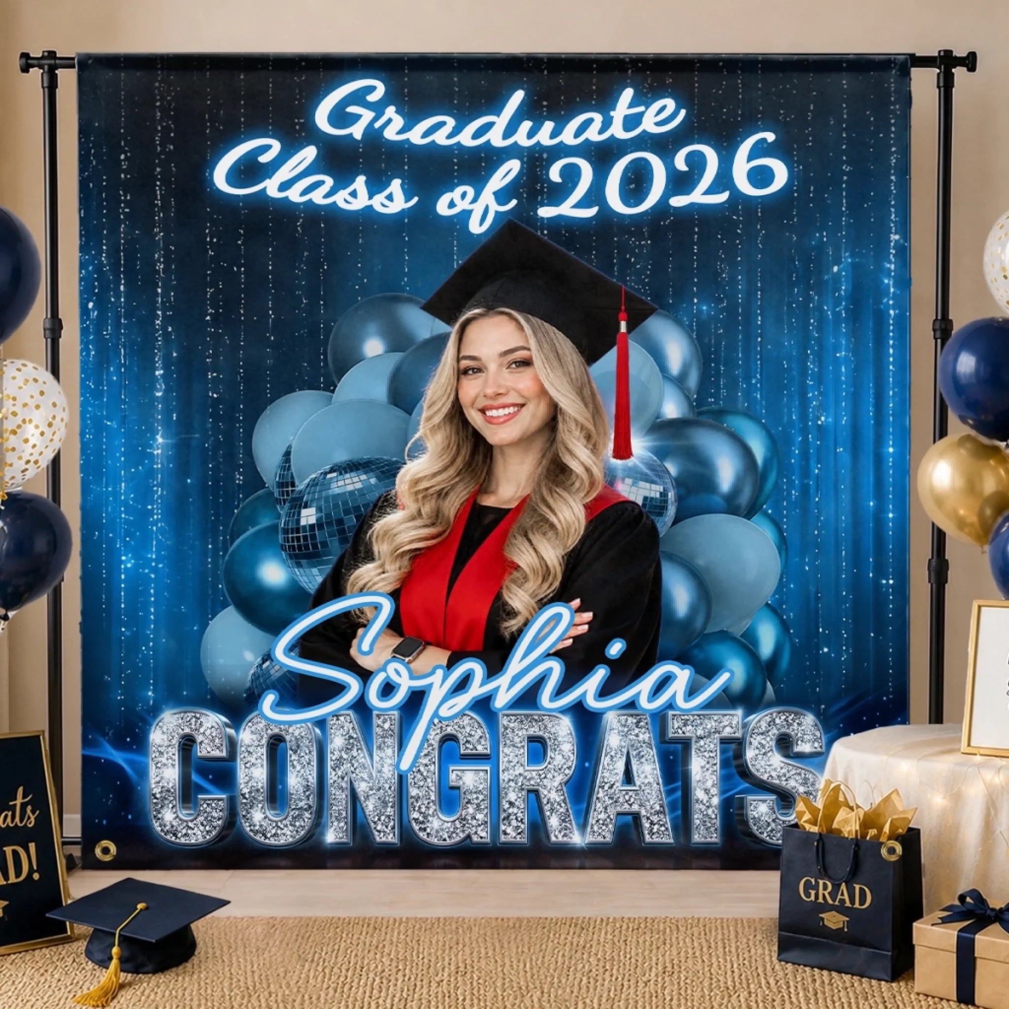 Custom Photo Backdrop, Personalized Graduation Gift for Him or Her, Celebrating Big Dreams