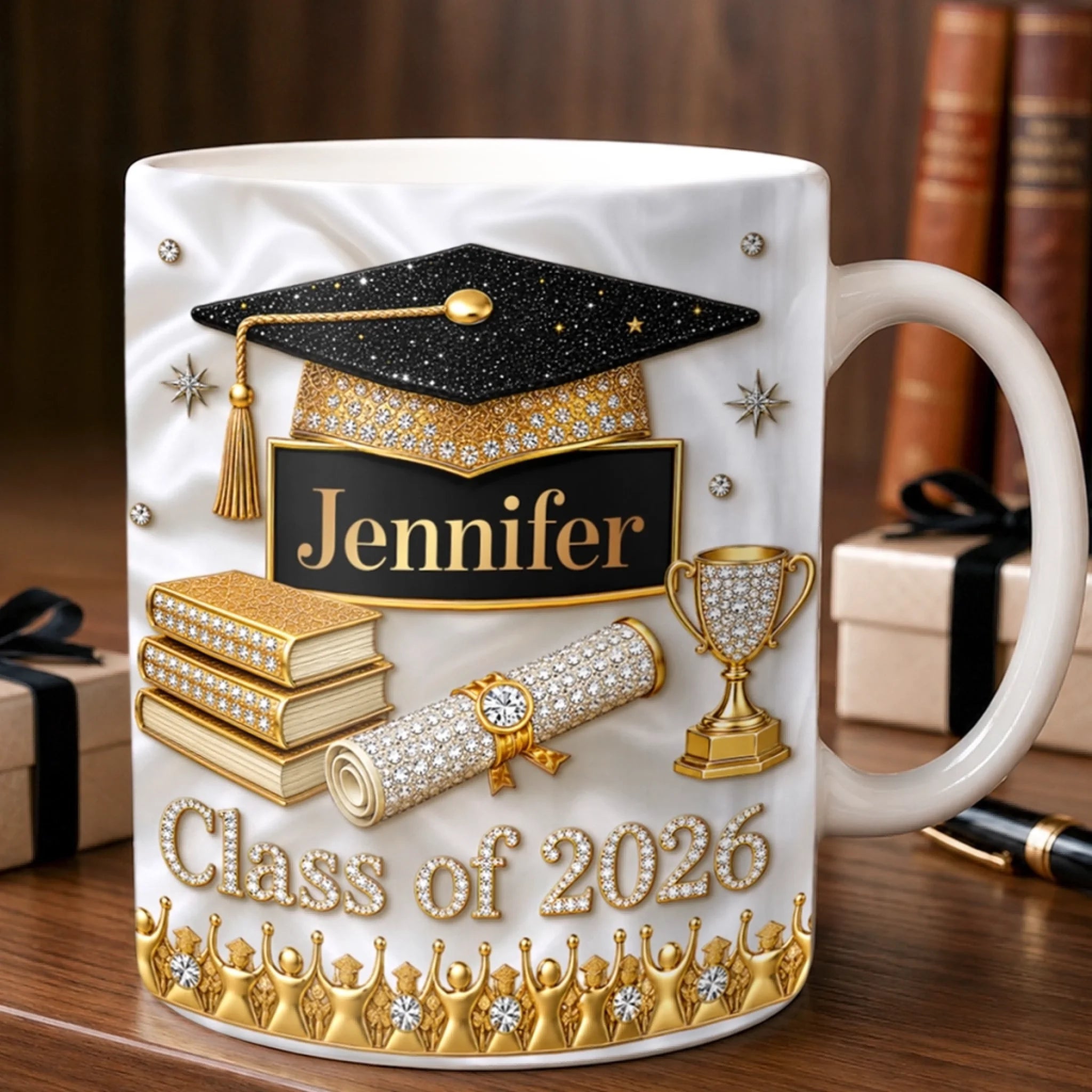 Custom 3D Inflated Effect Printed Mug, Personalized Graduation Gift for Him or Her