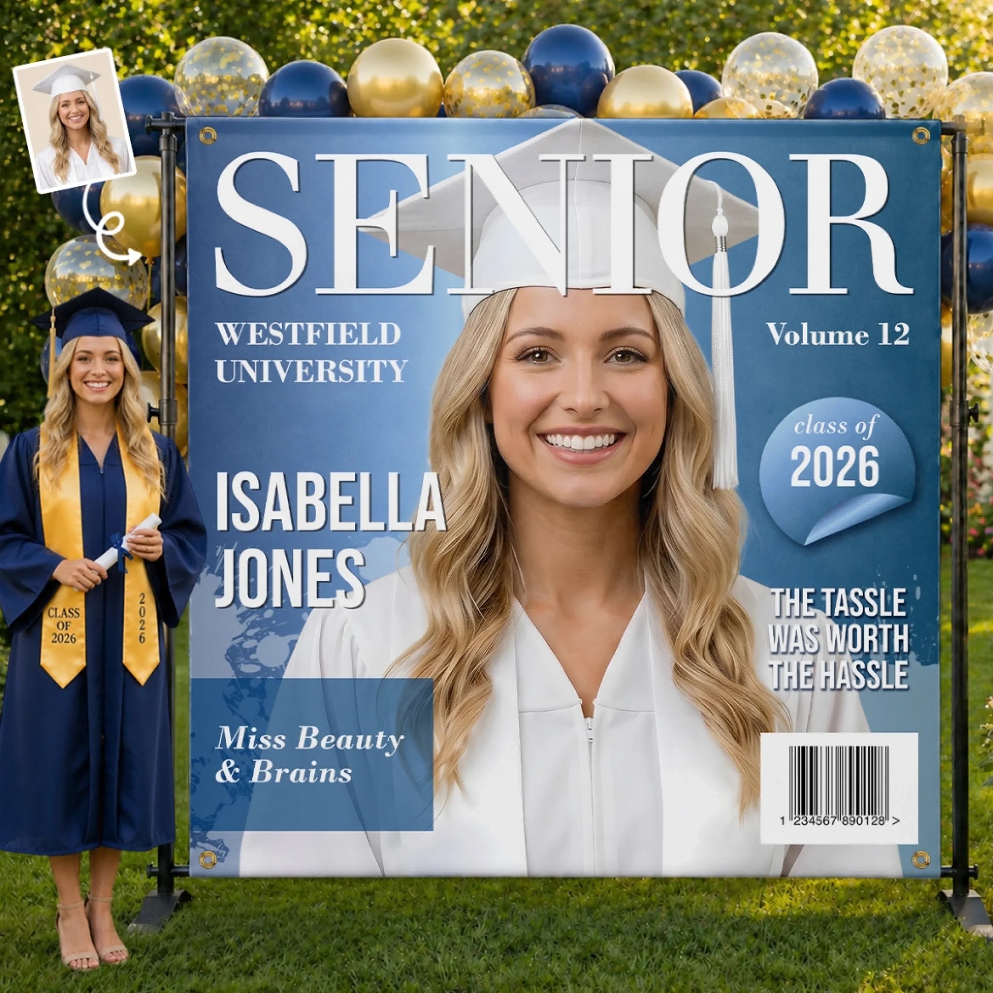 Custom Photo Backdrop Personalized Graduation Gift for Him or Her Go Shine in the Future