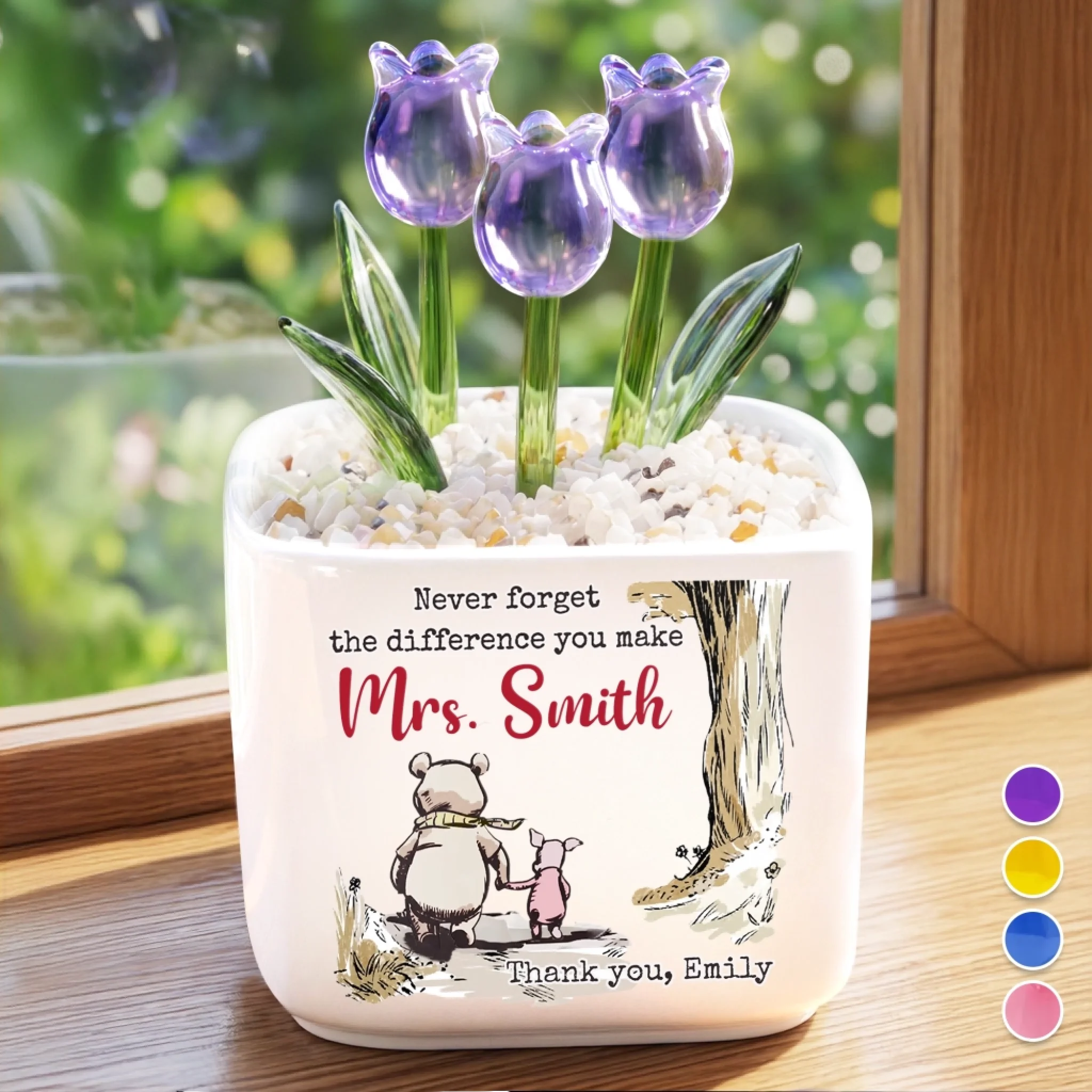 Custom Glass Everlasting Tulips Personalized Graduation Gift for Teachers Sweet Blooms Big Thanks