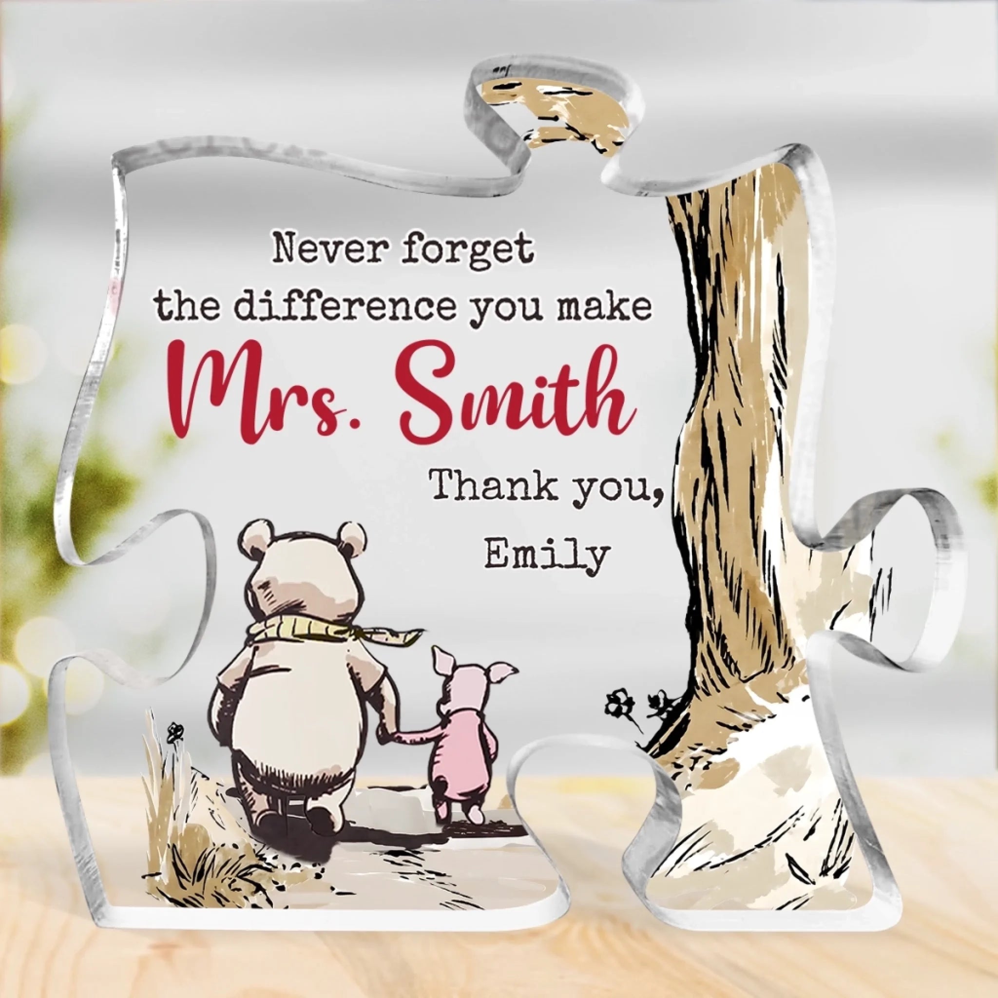 Personalized Puzzle Shaped Acrylic Plaque, Custom Graduation Teacher Gift, You Helped Me Grow