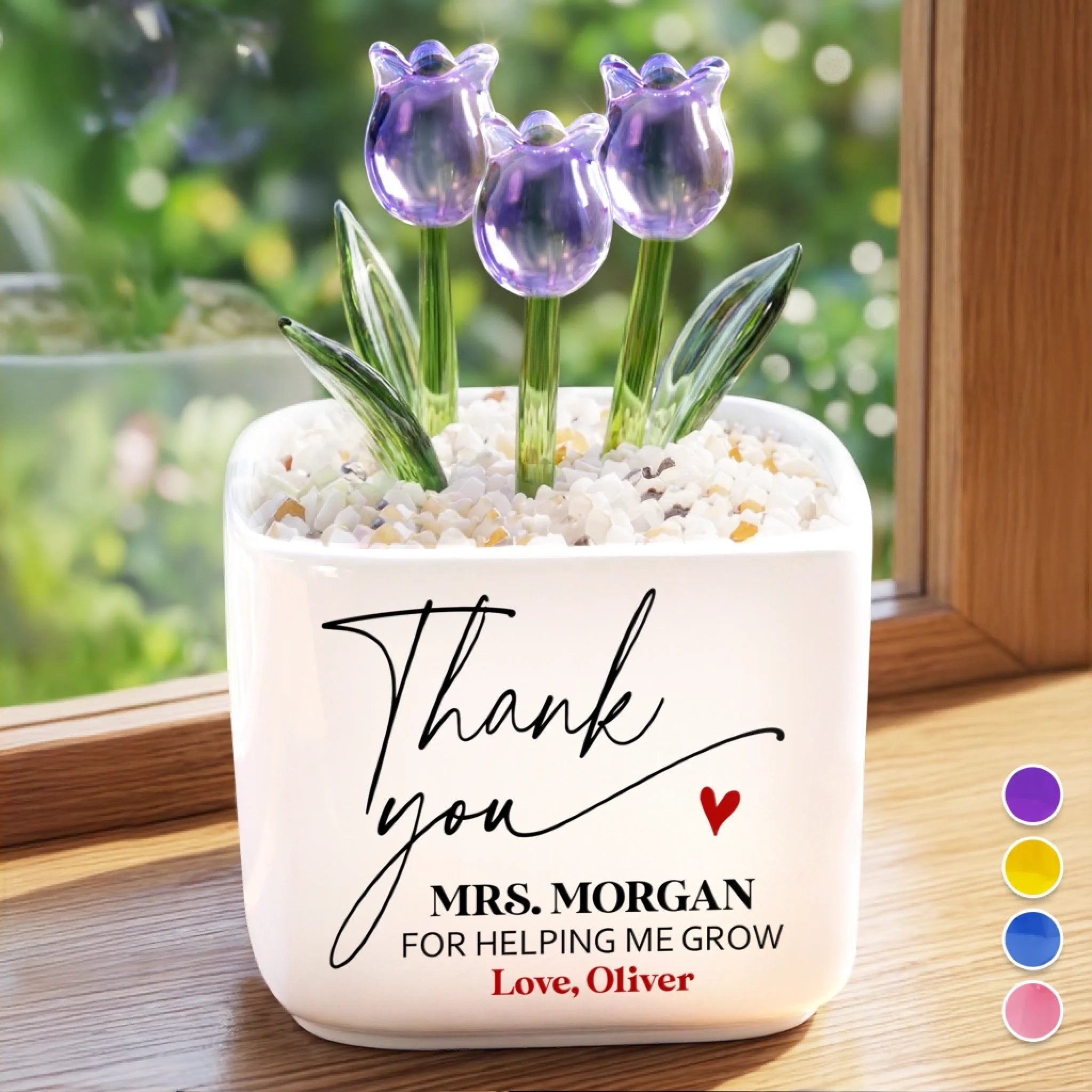 Custom Glass Everlasting Tulips Personalized Graduation Thank You Gift for Teachers