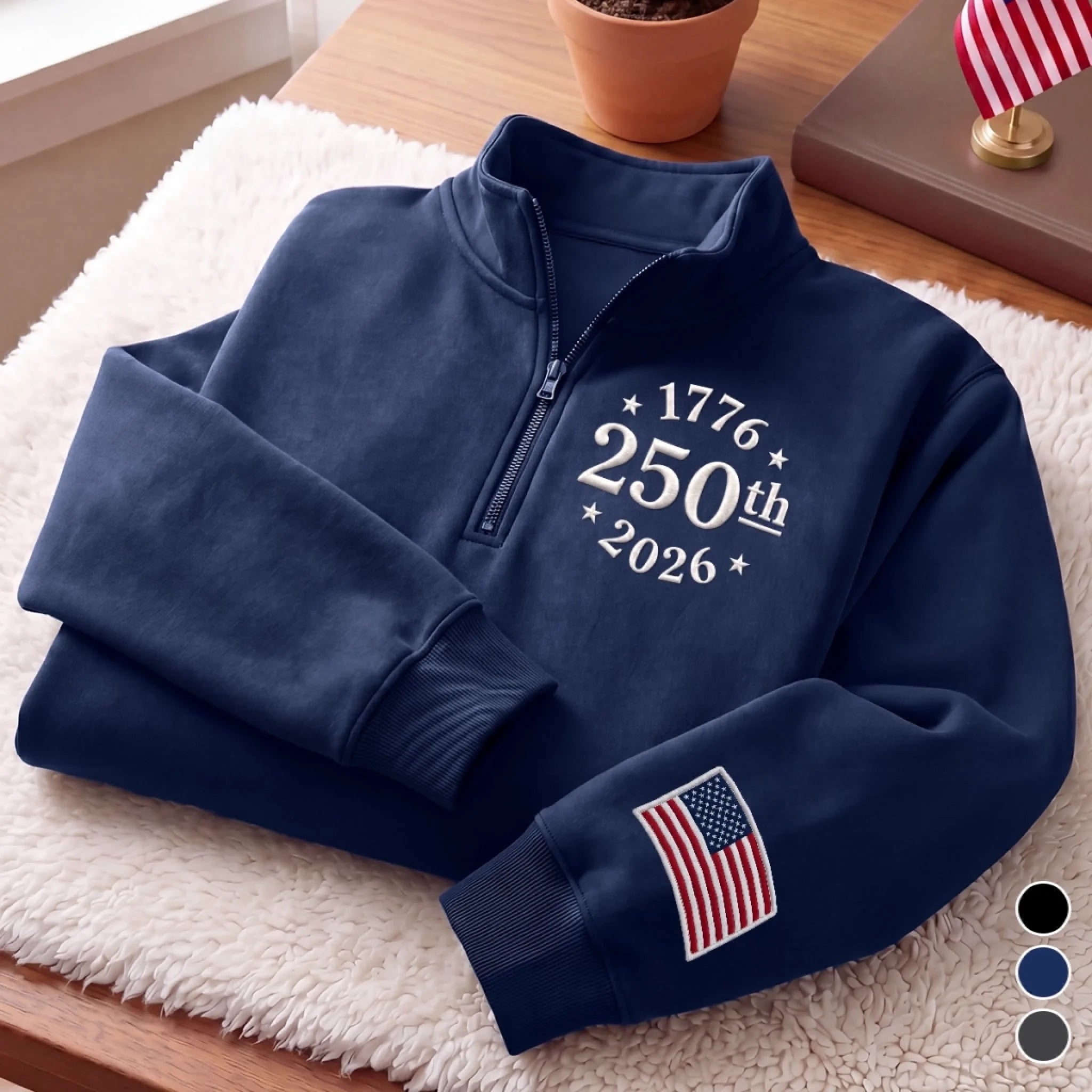 Unisex Quarter Zip Sweatshirt America 250th Anniversary Gift for Mom Dad Siblings and Kids