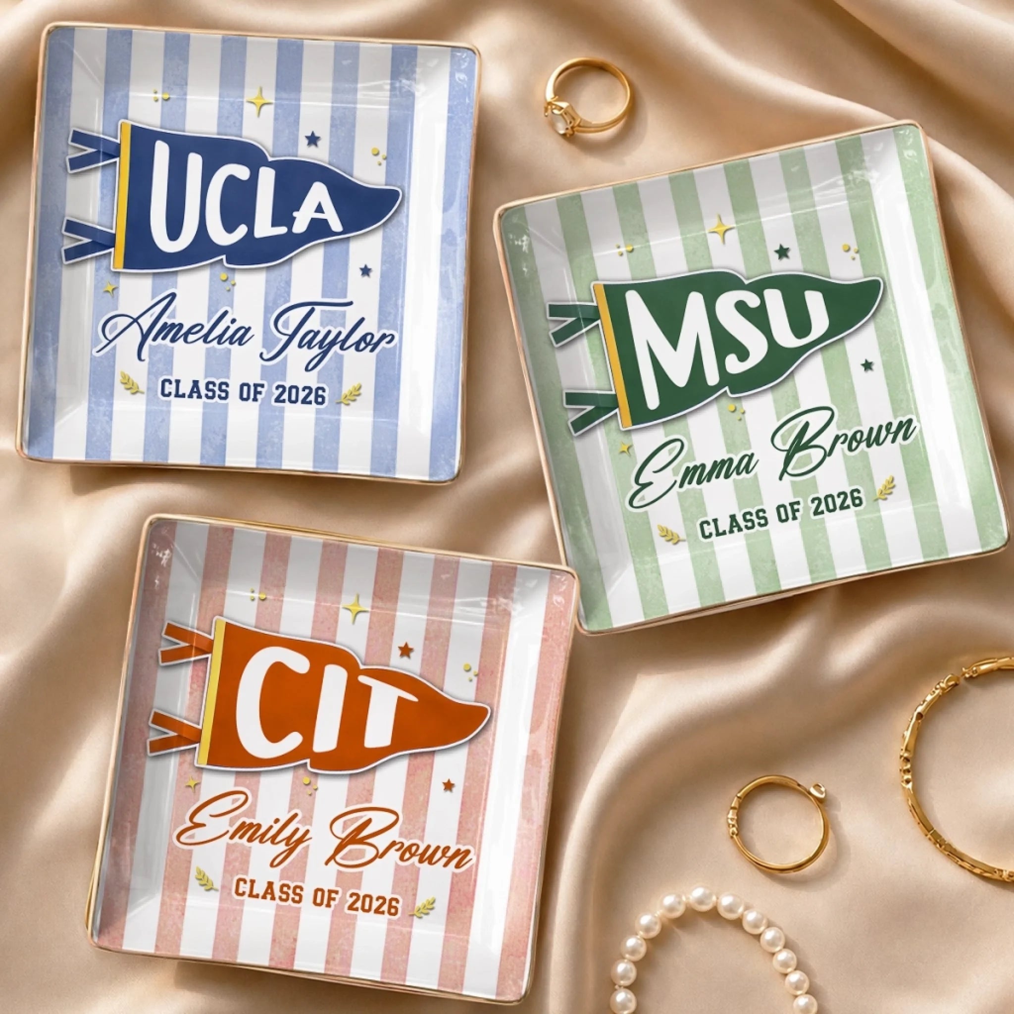 Custom Full-Print Jewelry Dish, Personalized Graduation Gift for Him or Her, Academic Weapon Aesthetic