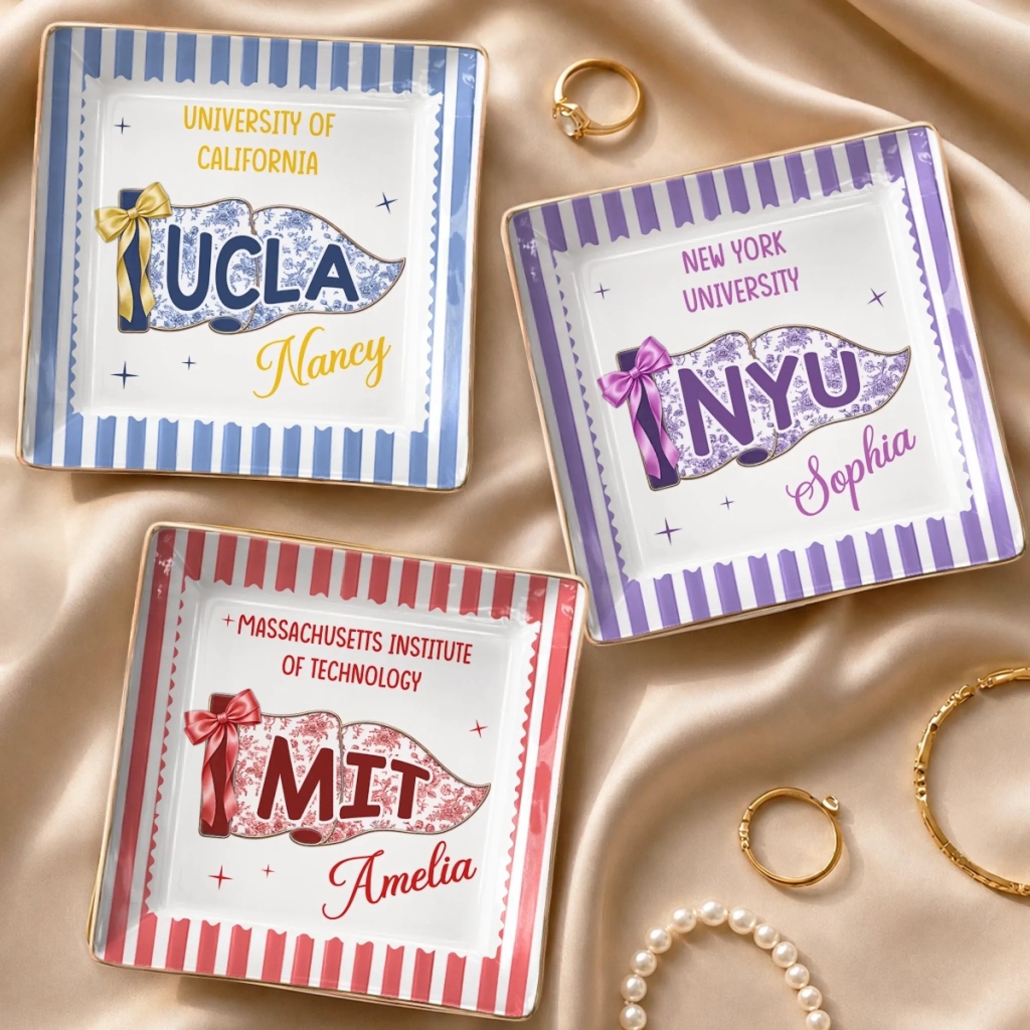 Custom Full-Print Jewelry Dish, Personalized Graduation Gift for Him or Her, Campus Charm Moment