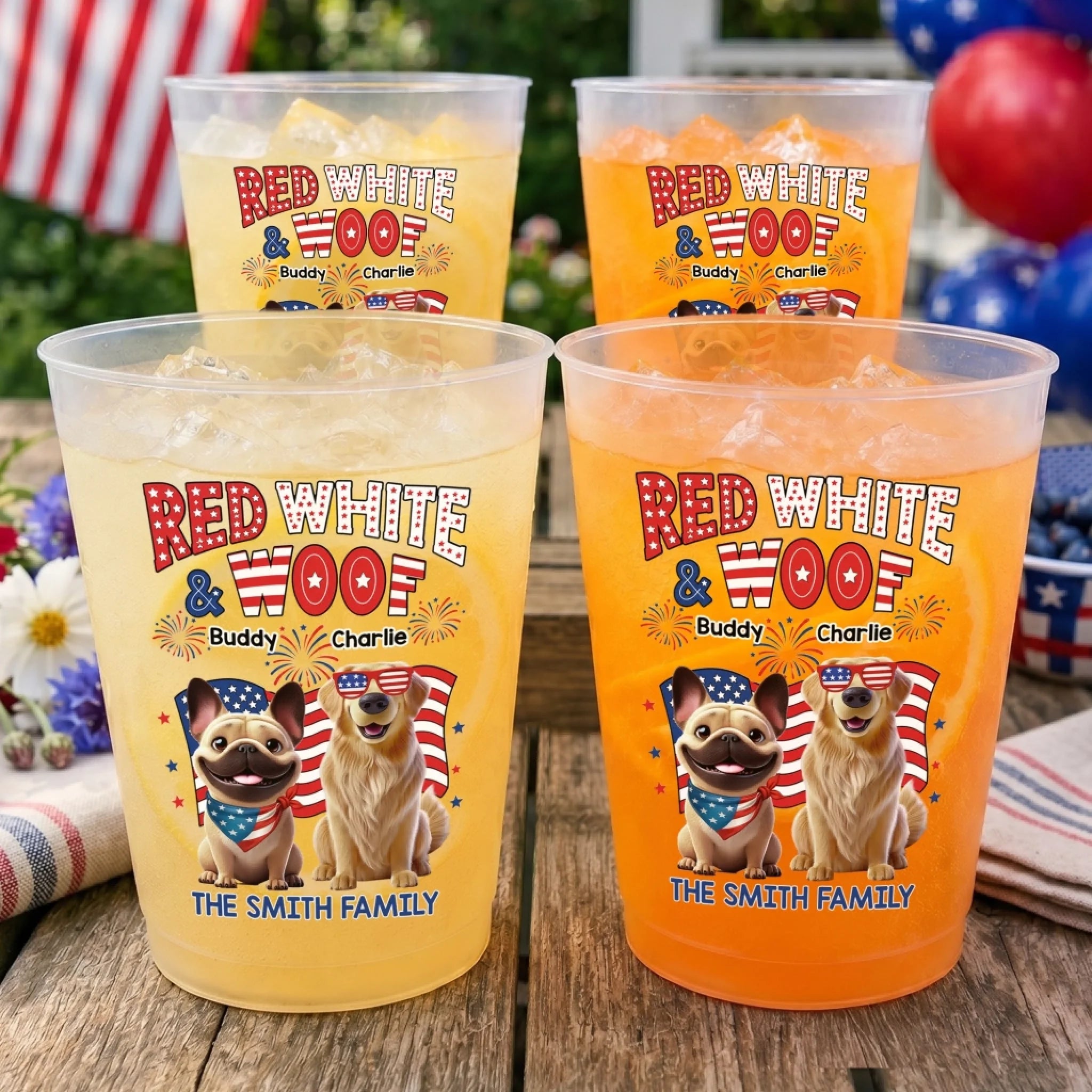 Custom Party Cups Personalized America 250th Anniversary Gifts for Dog Lovers Dog Dad and Mom