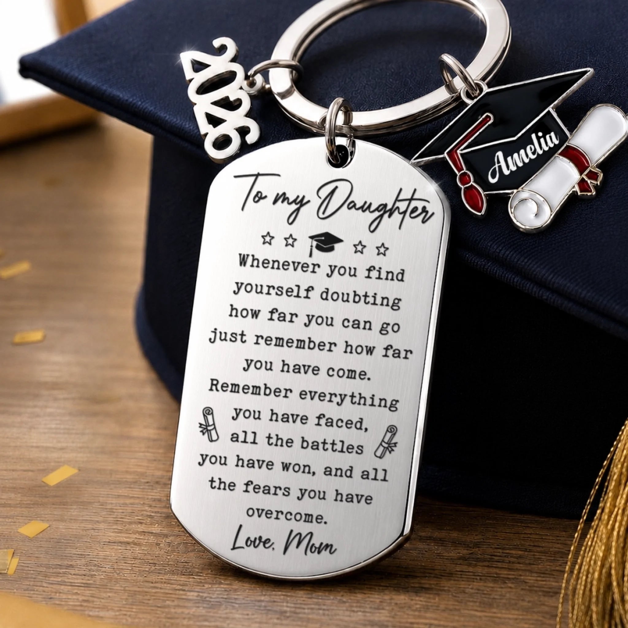 Custom Graduation Keychain Personalized Graduation Gift for Him or Her Shine On Graduate