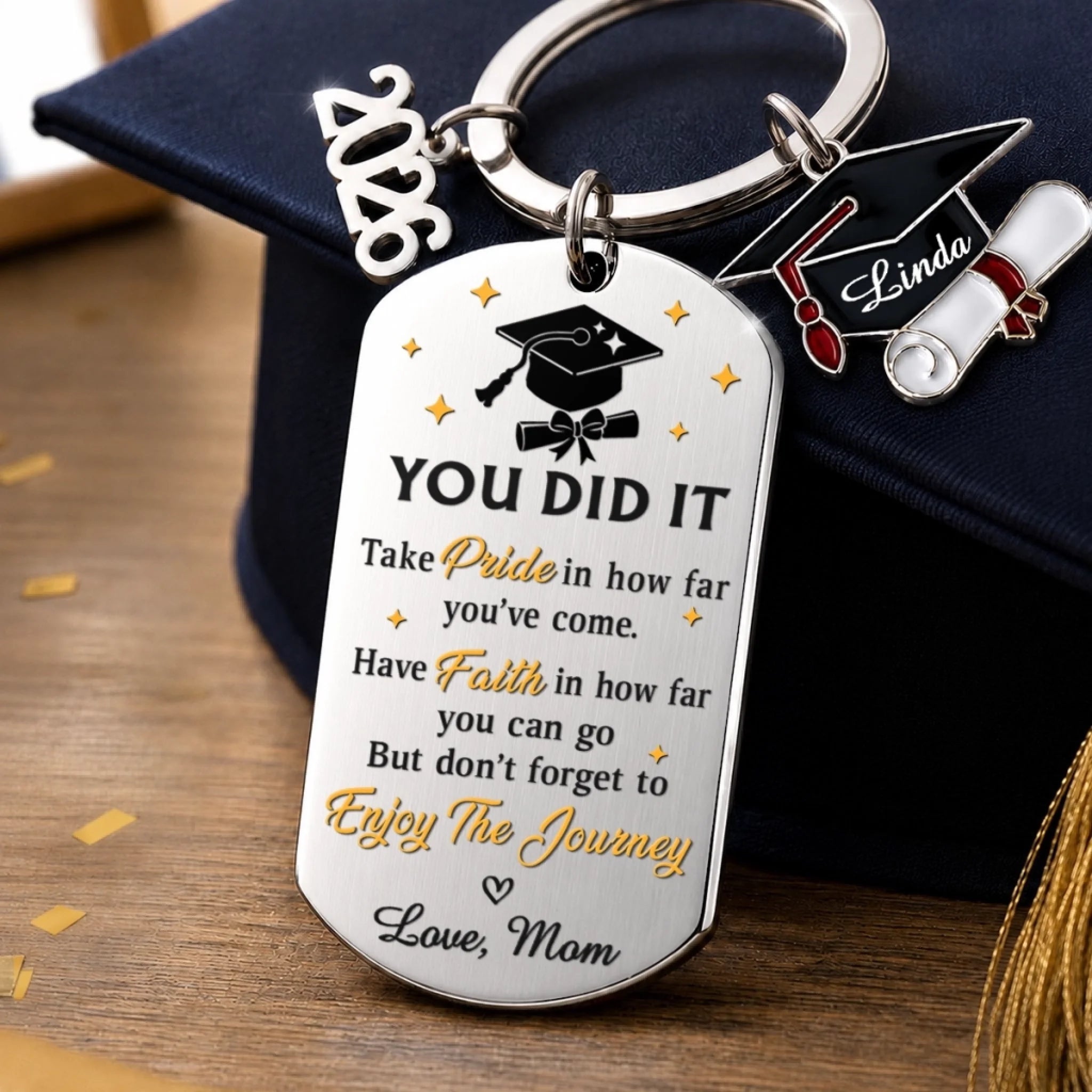Custom Graduation Keychain, Personalized Graduation Gift for Him or Her, Class of 2026 Keepsake