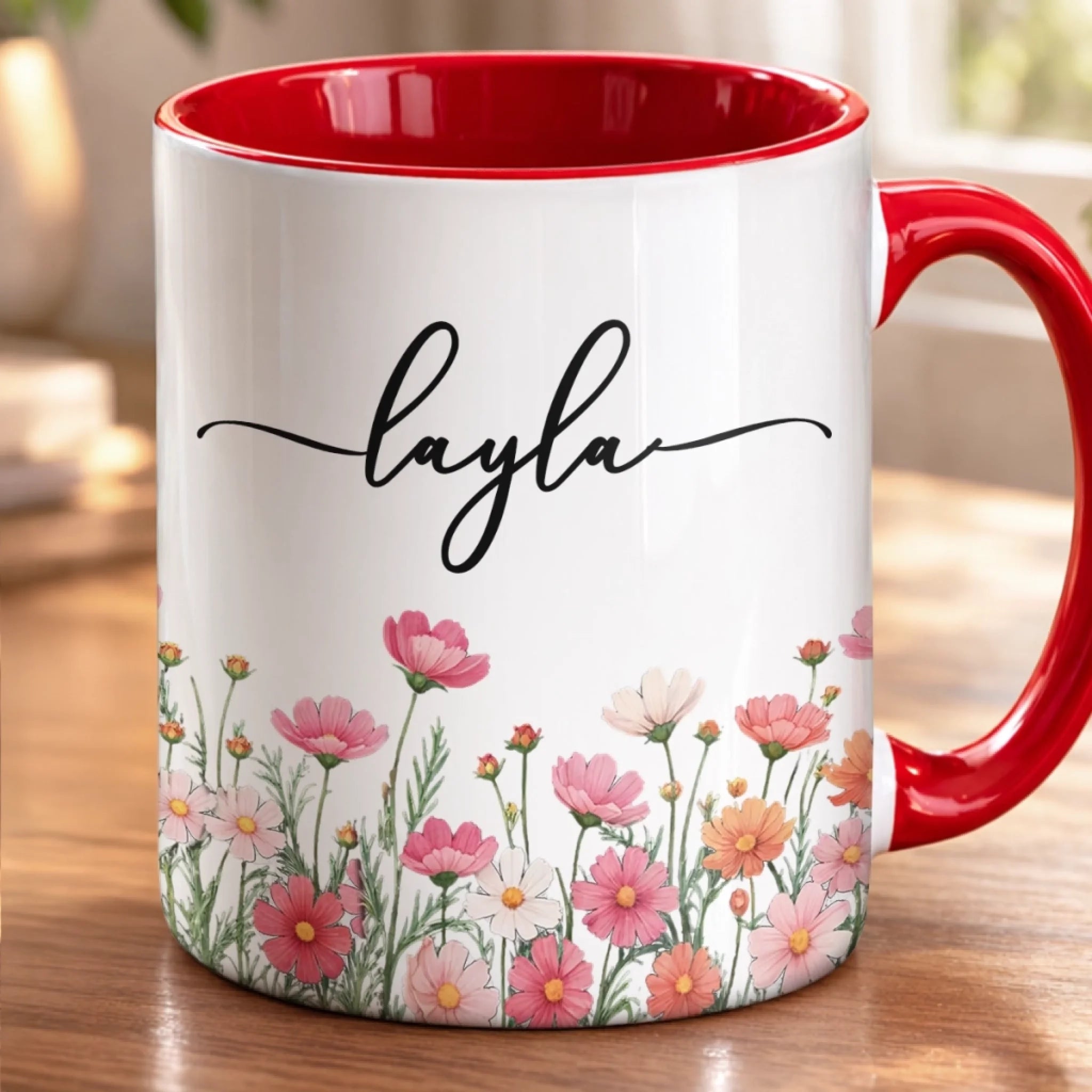 Custom Accent Mug, Personalized Floral Morning Mood Graduation Gift for Him or Her
