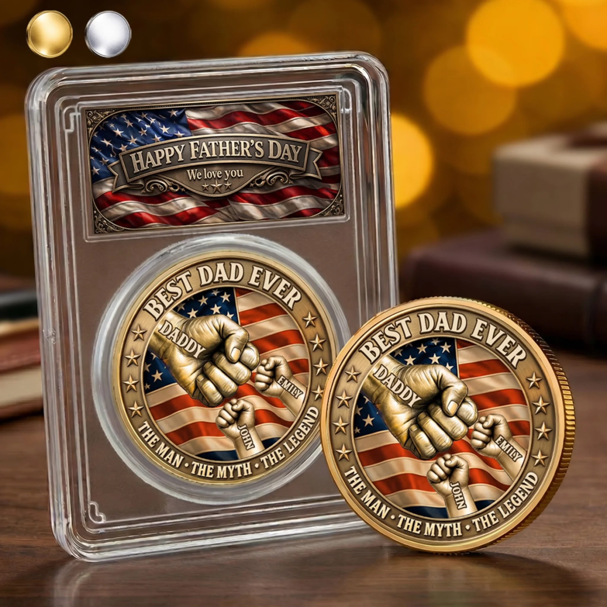Custom Commemorative Keepsake Coin Personalized America 250th Anniversary Father's Day Gift for Dad or Grandpa