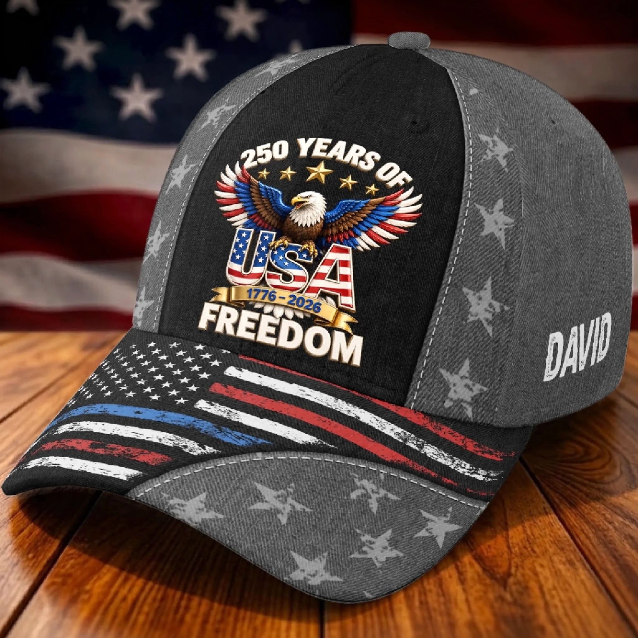 Personalized America 250th Anniversary All Over Print Classic Cap, Custom Patriotic Gift for Family