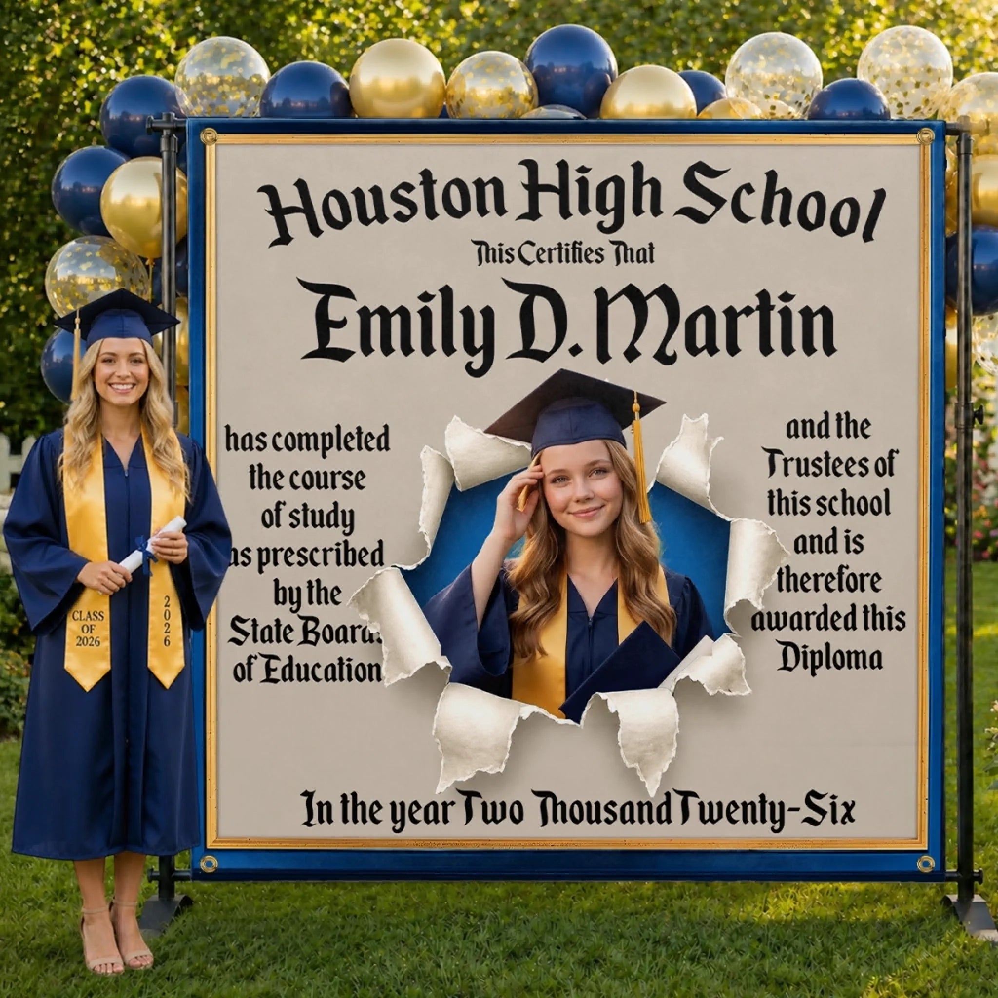 Custom Photo Backdrop Personalized Graduation Gift for Him or Her She Earned the Spotlight