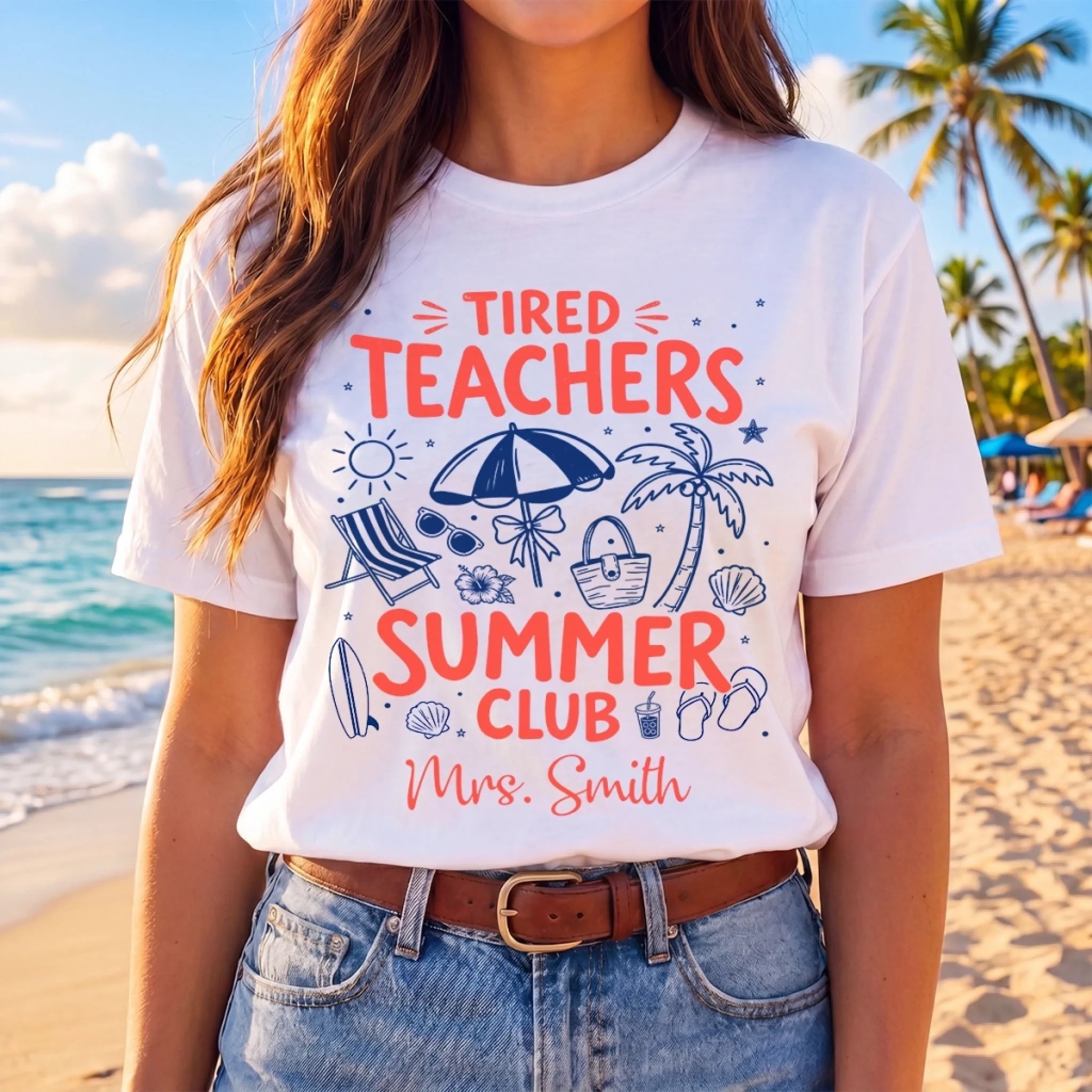 Custom T-Shirt or Hoodie, Personalized Summer Vacation Travel Gift for Teachers, Tired Teacher Rested Soul Loading