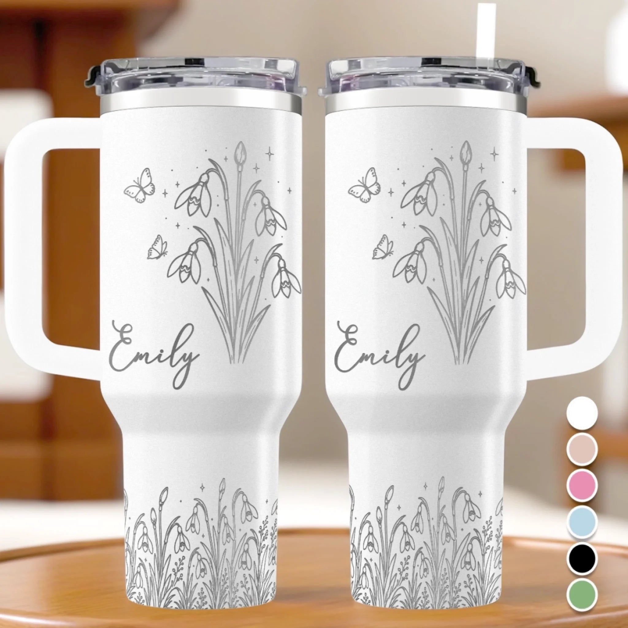 Custom Engraved 40oz Tumbler With Handle, Personalized Coffee Gossip Repeat Gift for Besties Sisters BFF
