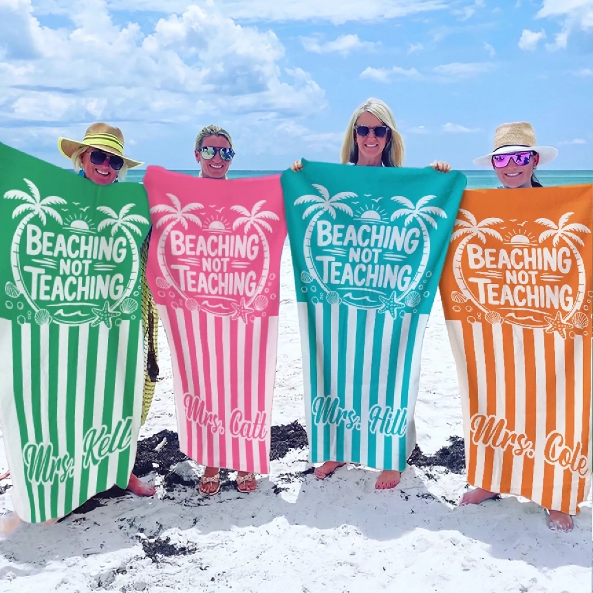 Custom Beach Towel Personalized Mentally Out Of Office Summer Vacation Travel Gift for Teachers