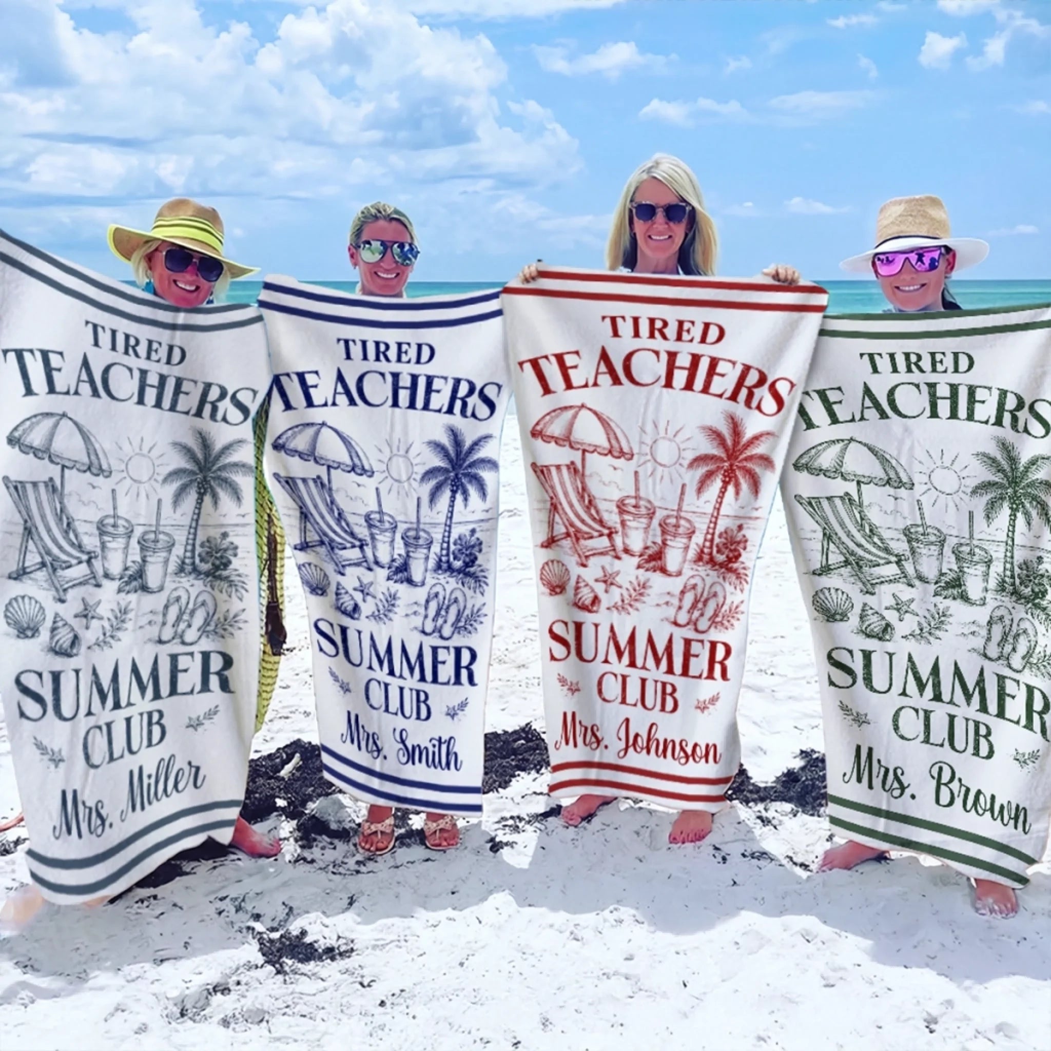 Custom Beach Towel Personalized Summer Vacation Travel Gift for Teachers Catch Me Not Lesson Planning