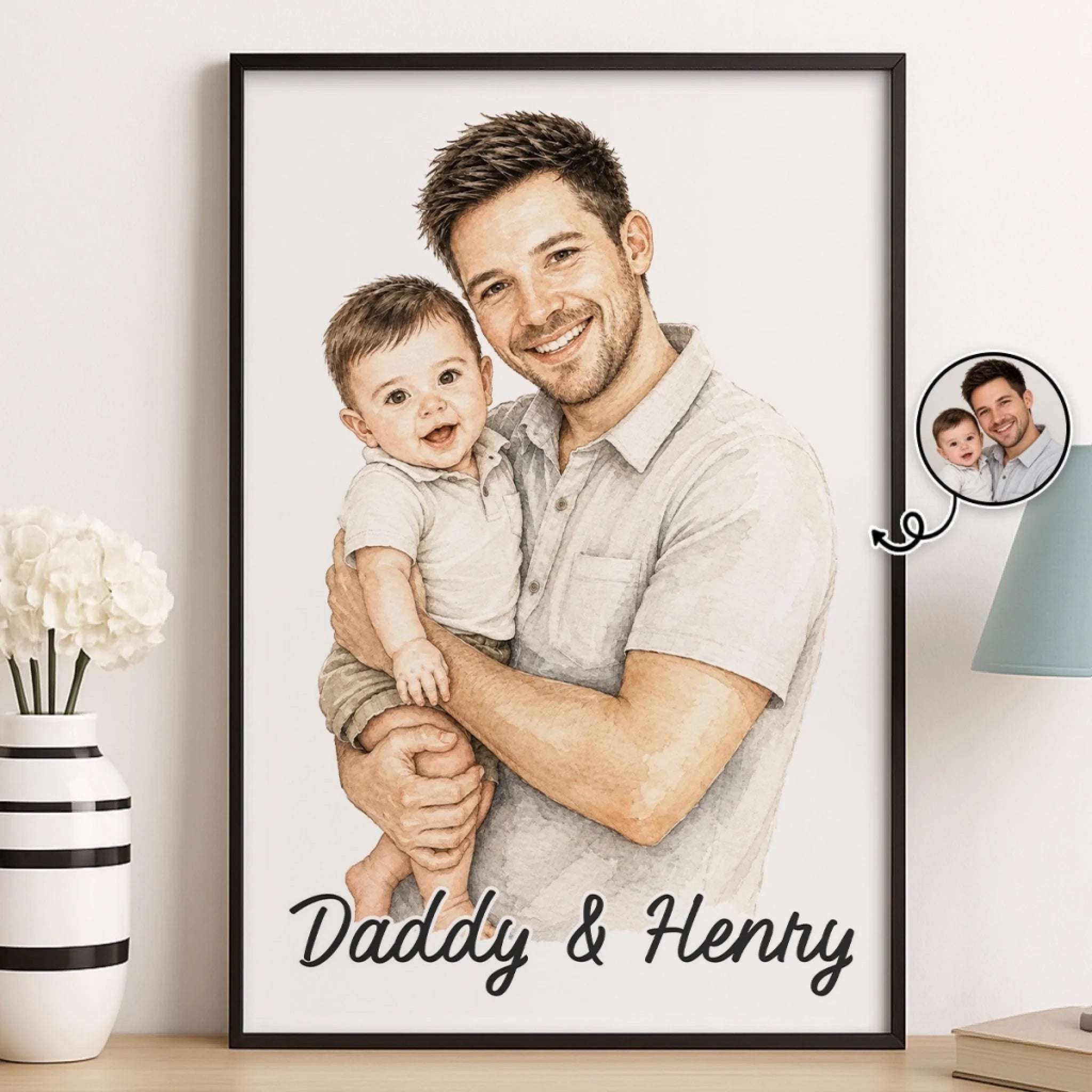 Custom Photo Vertical Poster Personalized Father's Day or Birthday Gift for Dad or Grandpa
