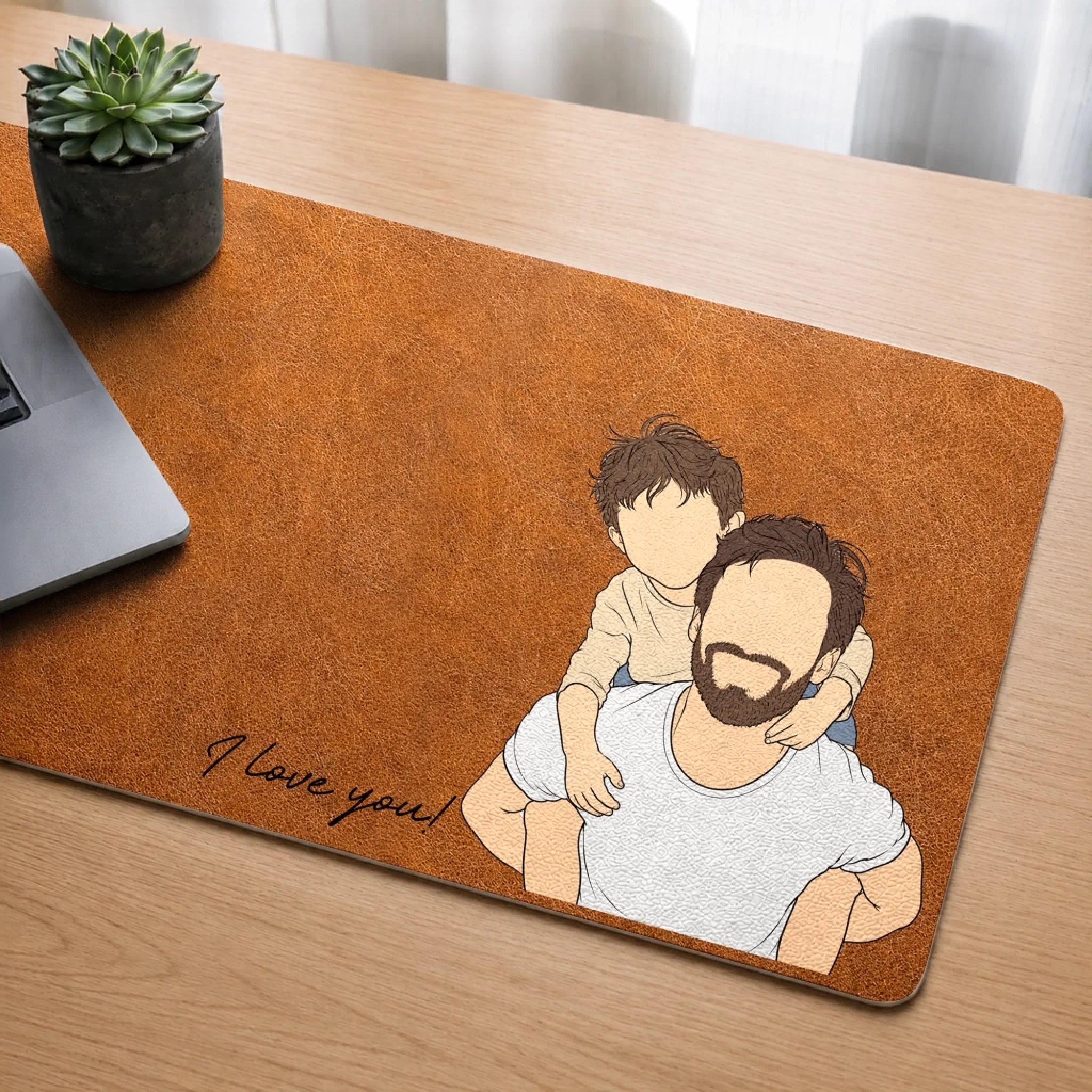 Custom Photo Desk Mat Personalized Father's Day Birthday Gift for Dad or Grandpa Success Starts With Family