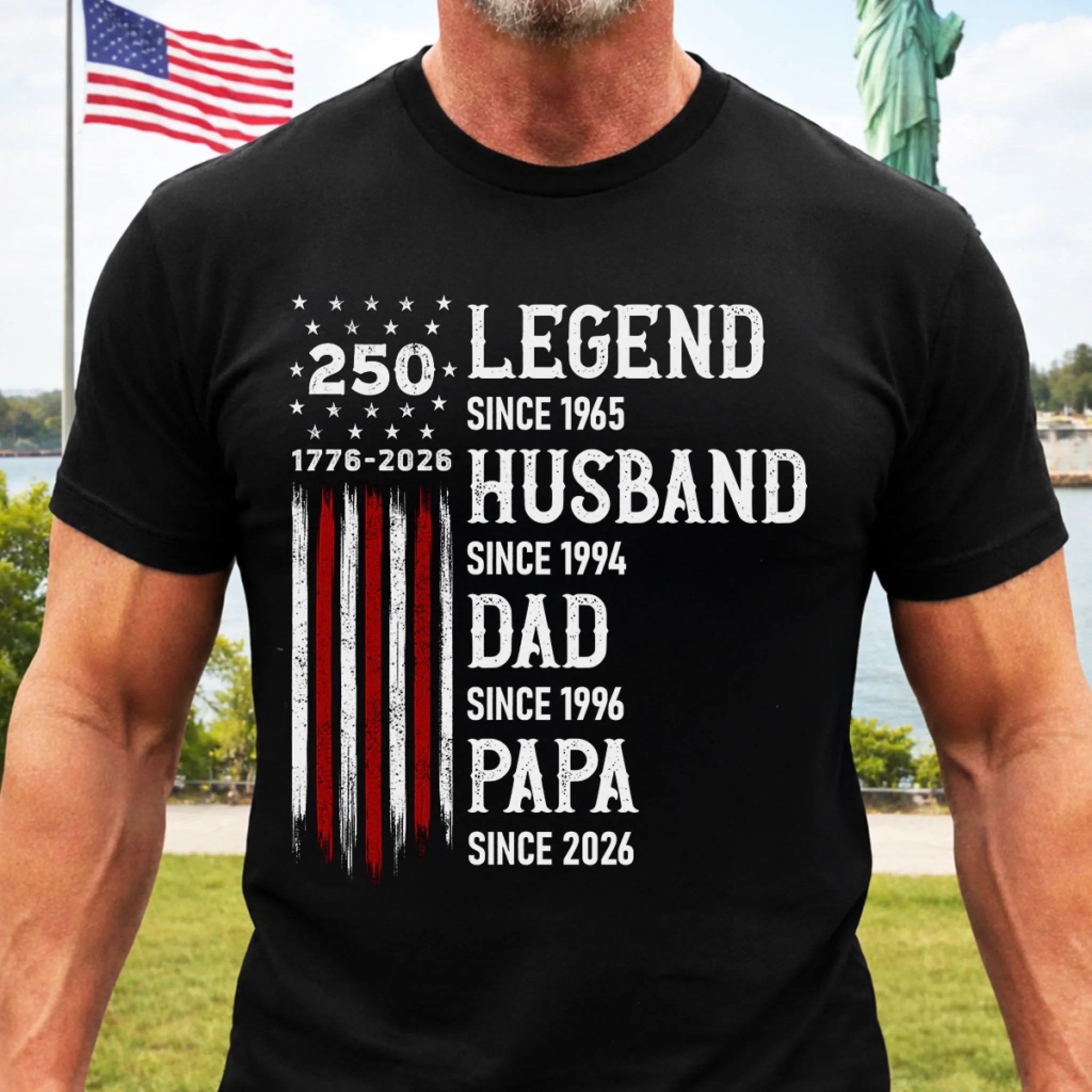 Custom T-Shirt or Hoodie Personalized America 250th Anniversary Father's Day Gift for Dad or Grandpa
