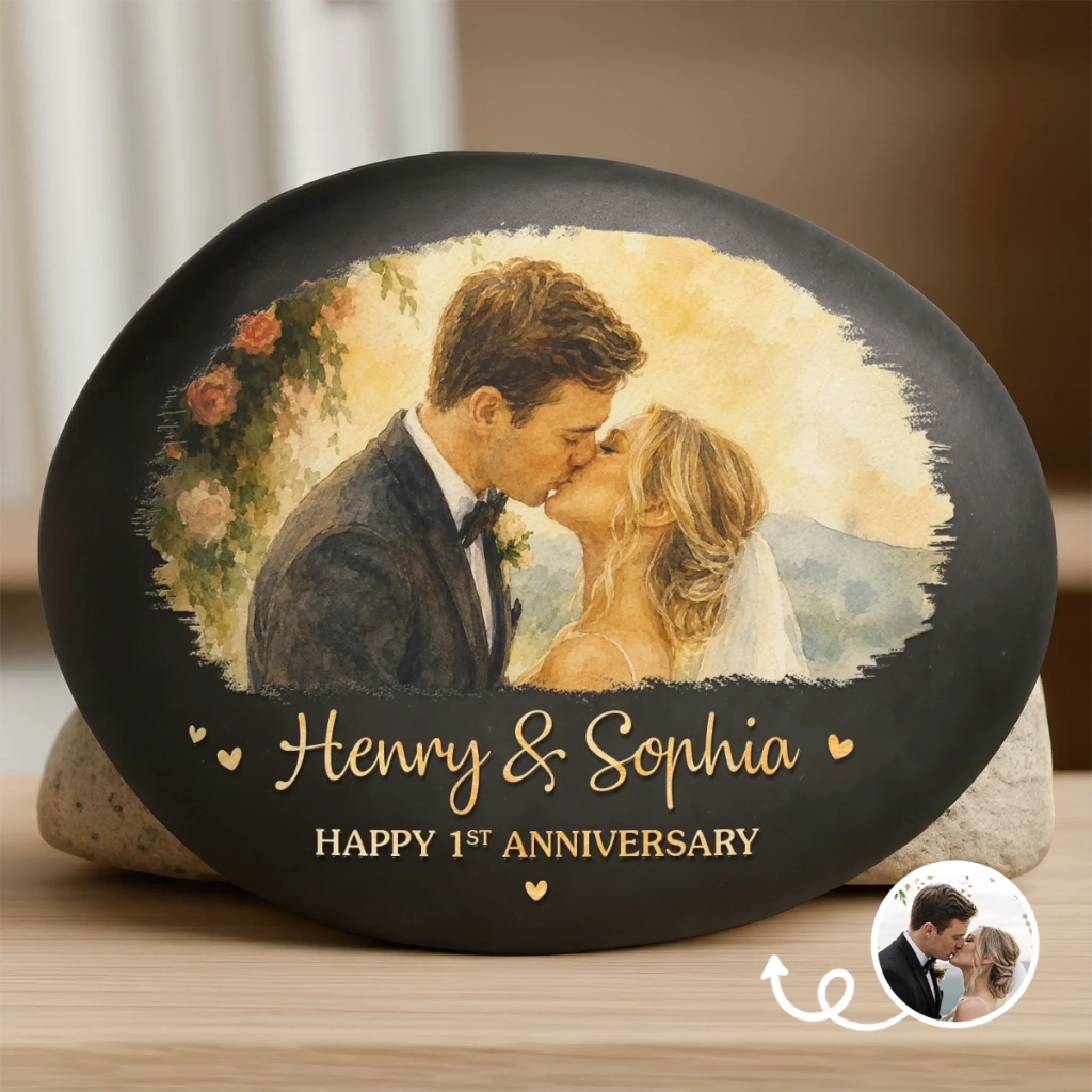 Custom Photo Printed Rock Personalized Anniversary Wedding Gift for Husband Wife Him or Her