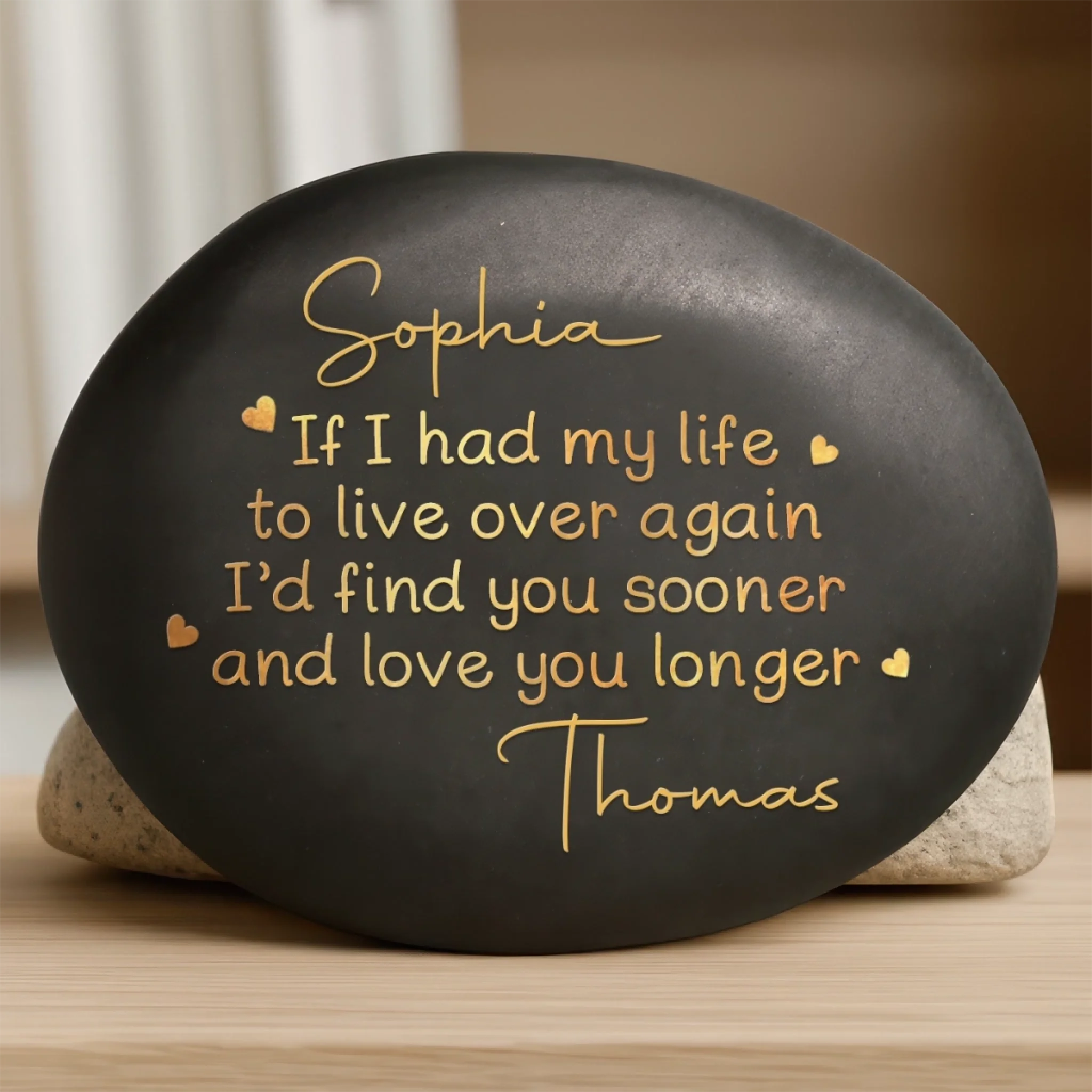 Custom Printed Rock Personalized Anniversary Wedding Gift for Husband Wife Him Her Earlier You Longer Us