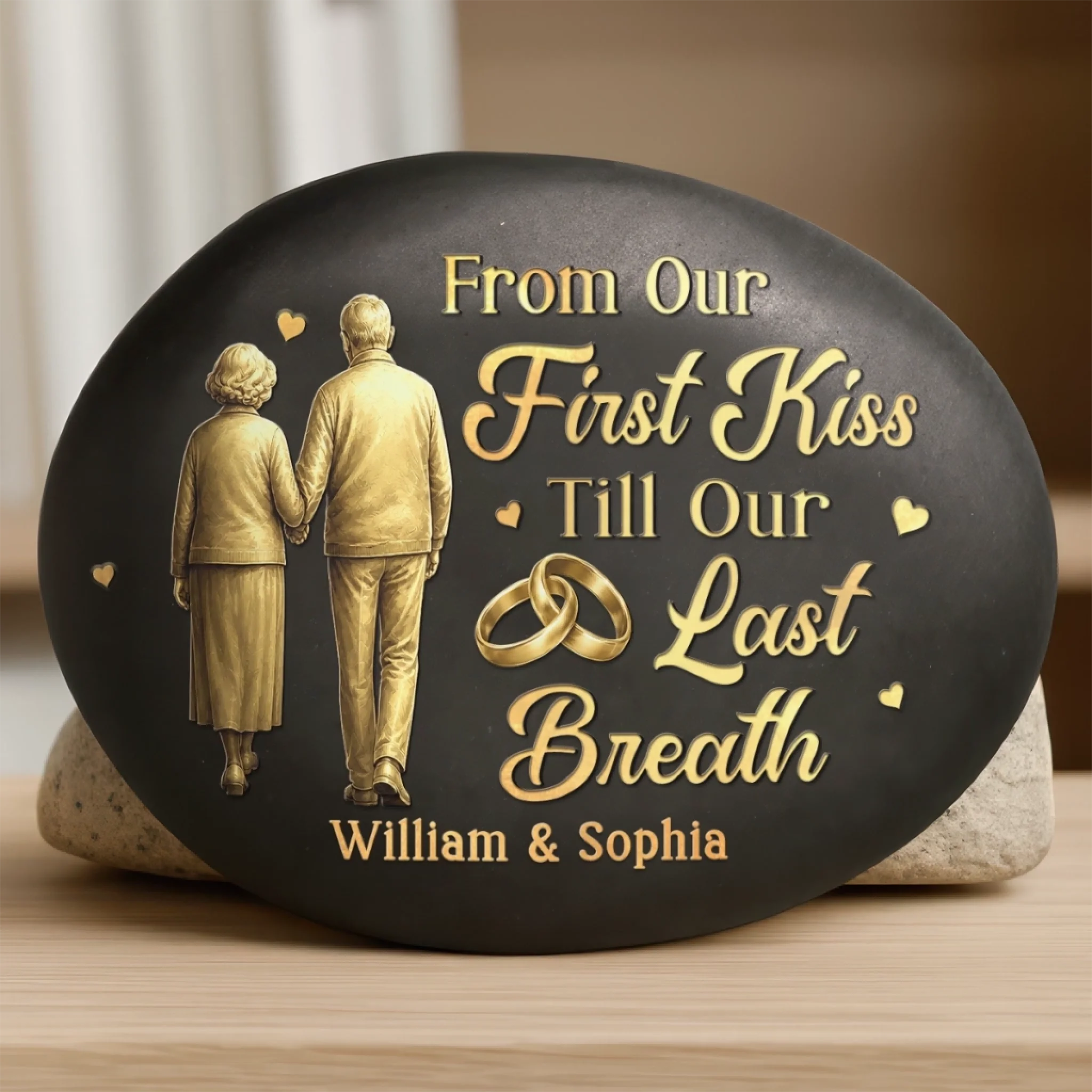 Custom Printed Rock Personalized Anniversary Wedding Gift for Husband and Wife Him and Her