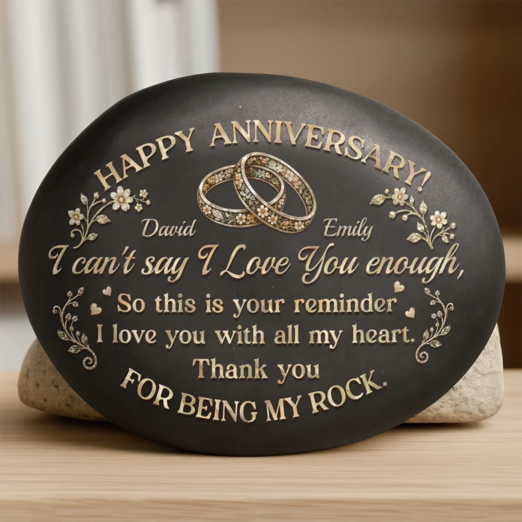 Custom Printed Rock Personalized Anniversary Wedding Gift for Husband Wife Him Her Love You More
