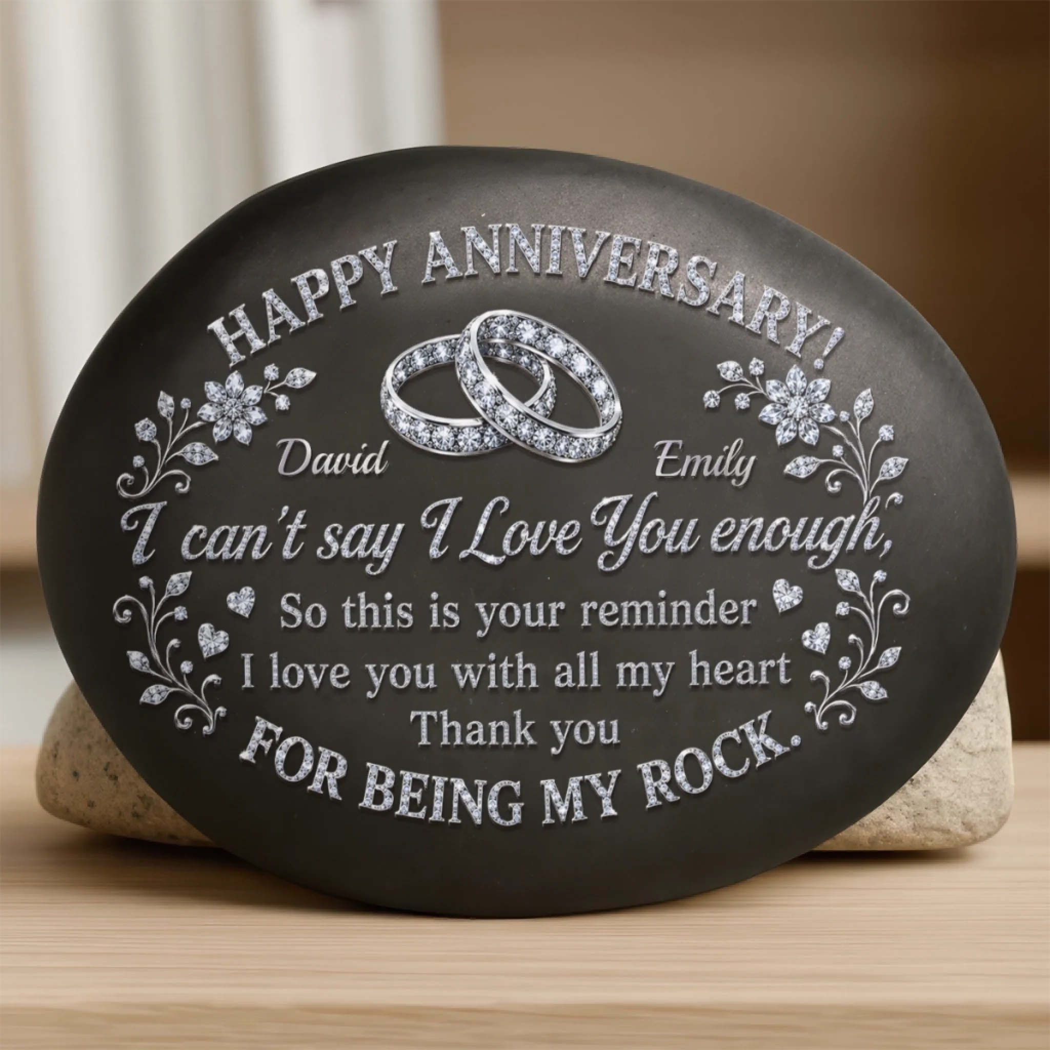 Custom Printed Rock Personalized Anniversary Wedding Gift for Husband Wife Him Her Together Till The Very End