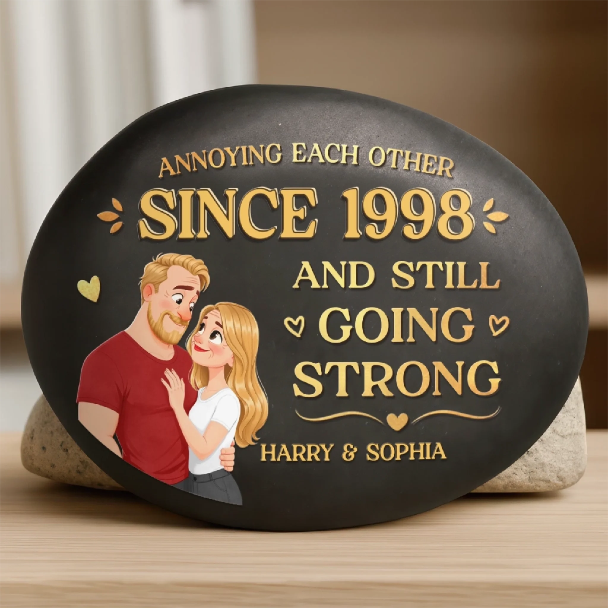 Custom Printed Rock Personalized Anniversary Wedding Gift for Husband or Wife Funny Love Language Keepsake