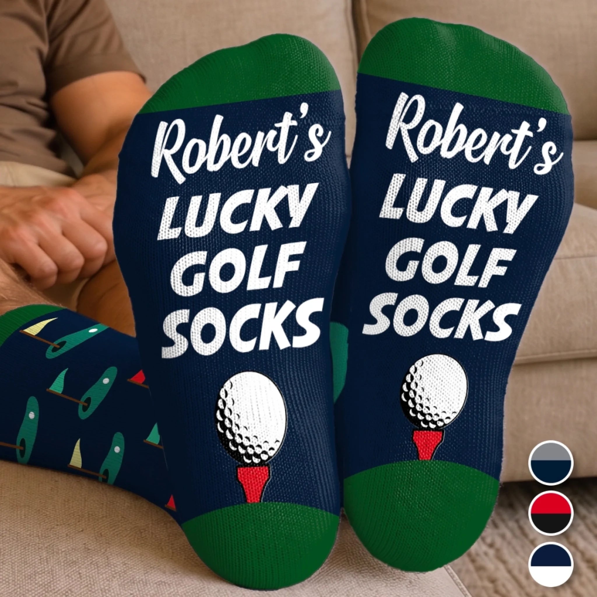 Custom Crew Socks for Golfers Personalized Father's Day Birthday Gift for Men and Women
