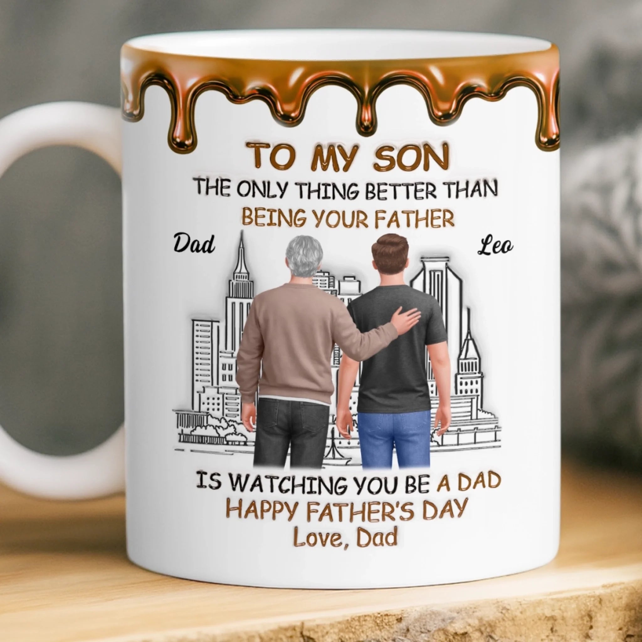 Custom 3D Inflated Effect Printed Mug Personalized Father's Day Birthday Gift for Son Dad or Mom