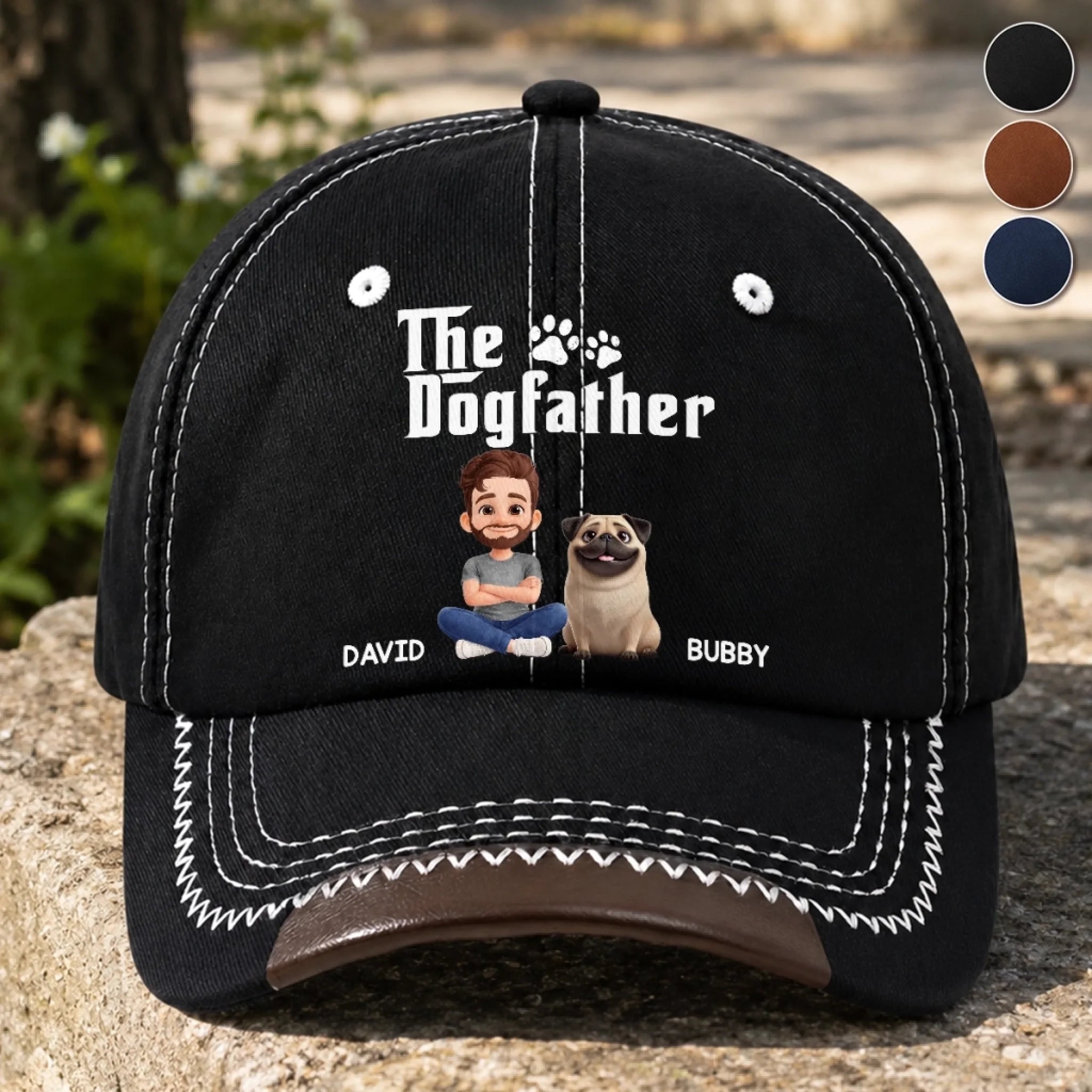 Personalized Vintage Soft Baseball Cap for Dog and Cat Lovers, Custom Father's Day Birthday Gift for Pet Dads and Moms