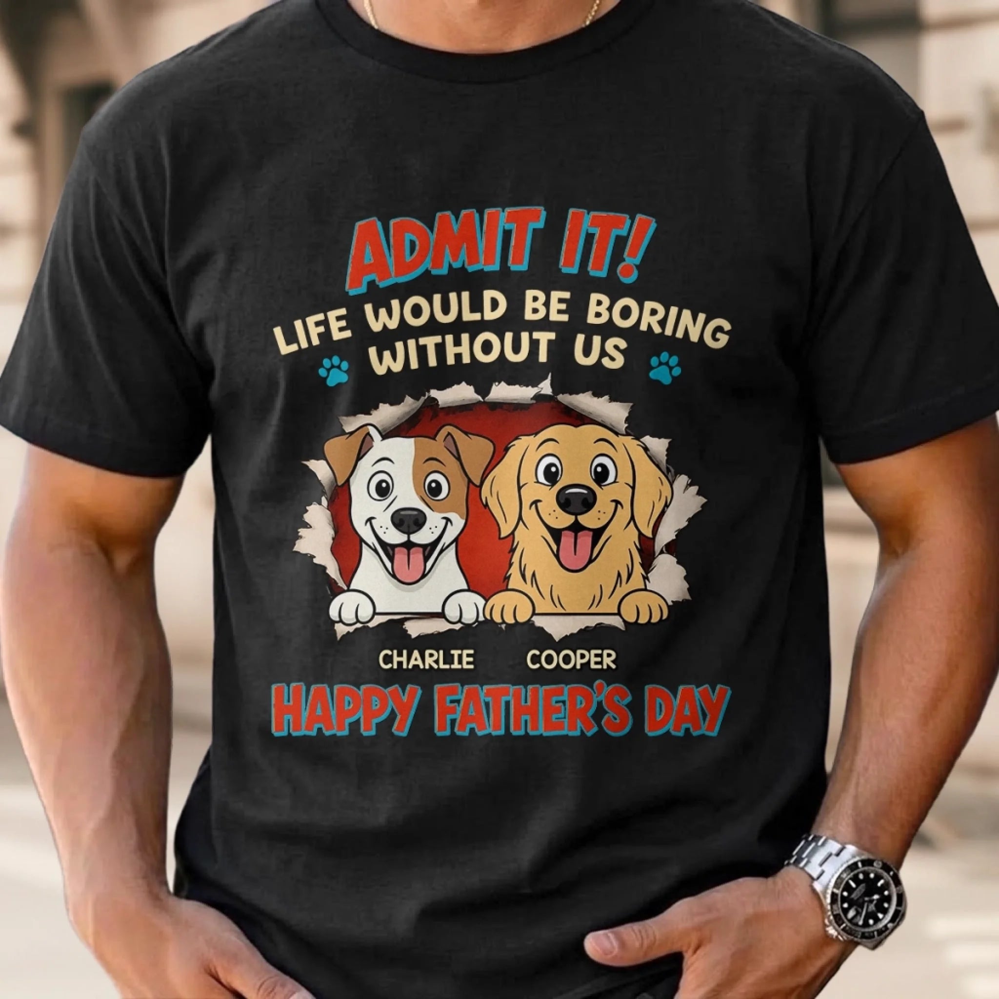 Custom Unisex T-Shirt or Hoodie Personalized Dog Dad Gift for Father's Day or Birthday
