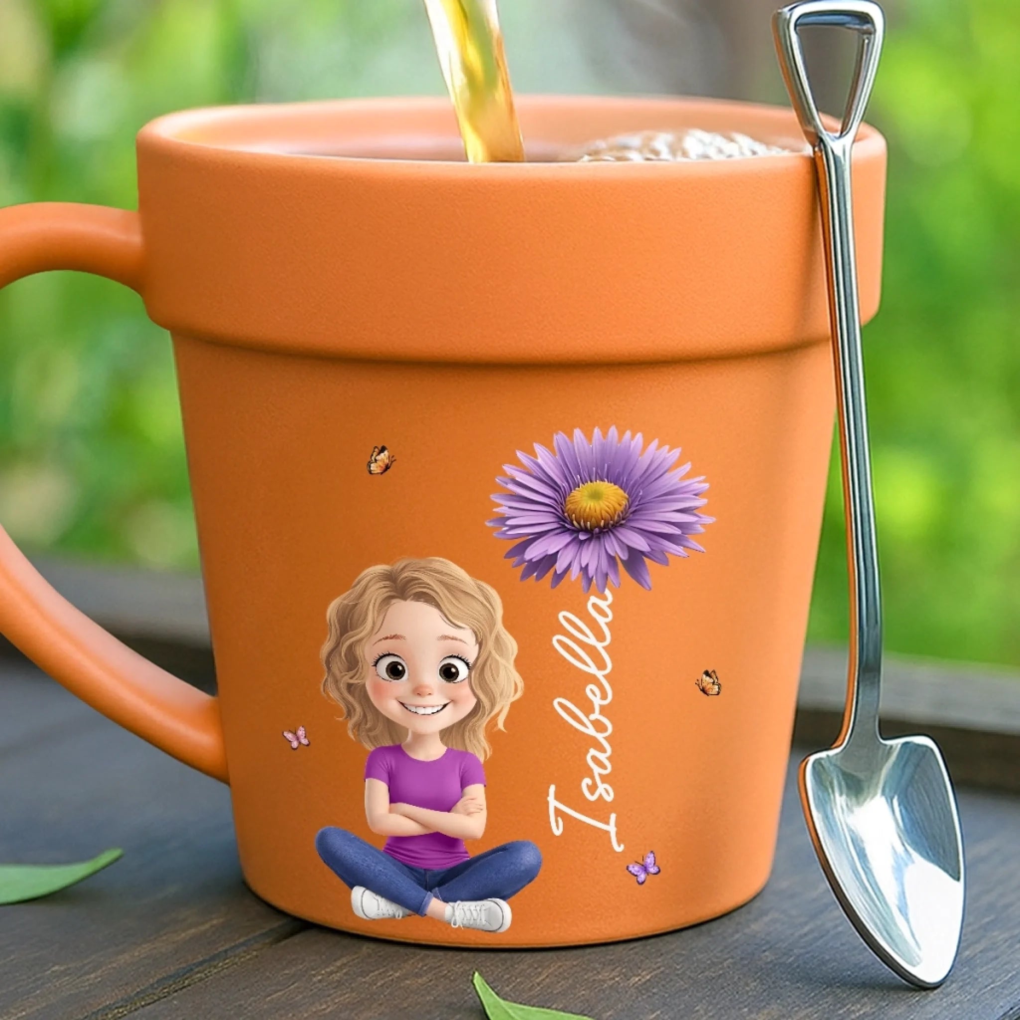 Personalized ceramic plant pot mug birthday gift for gardeners, custom little green world drinkware