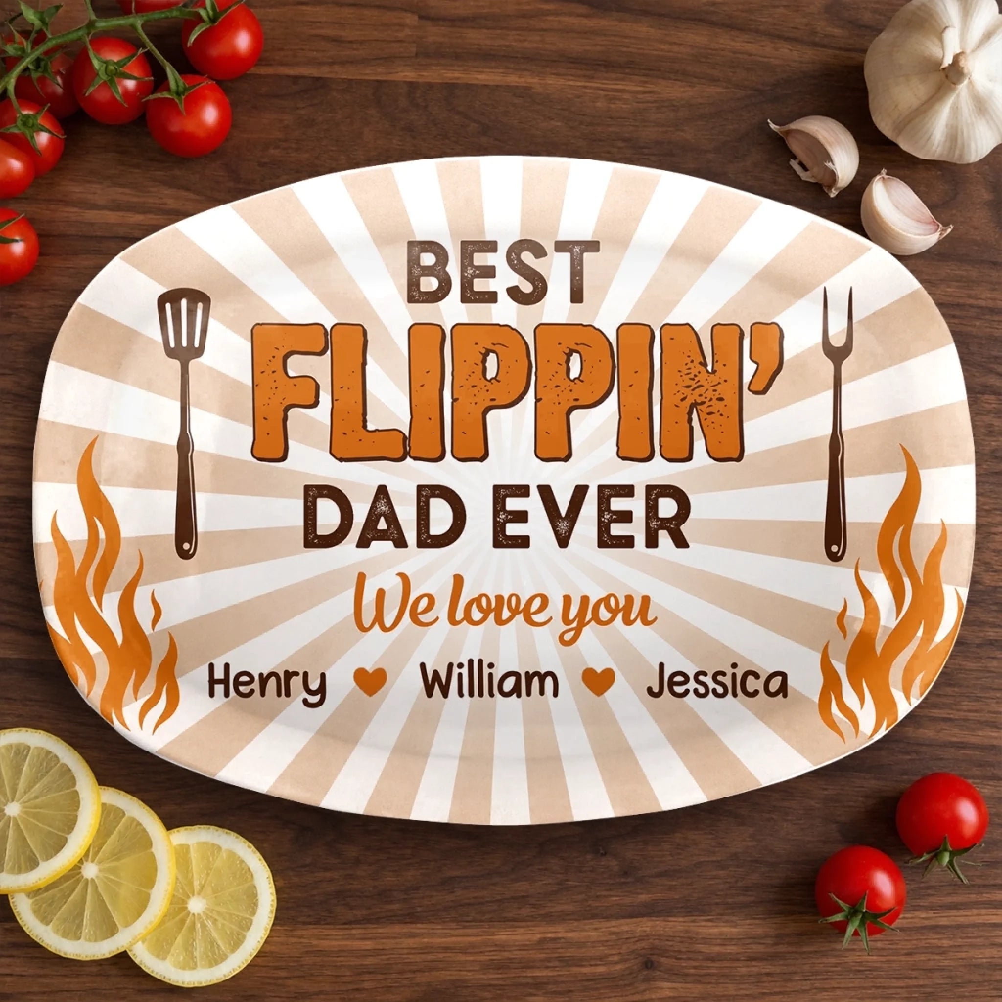 Custom Platter Personalized Father's Day or Birthday Gift for Dad or Grandpa Best Flippin' Dad Ever