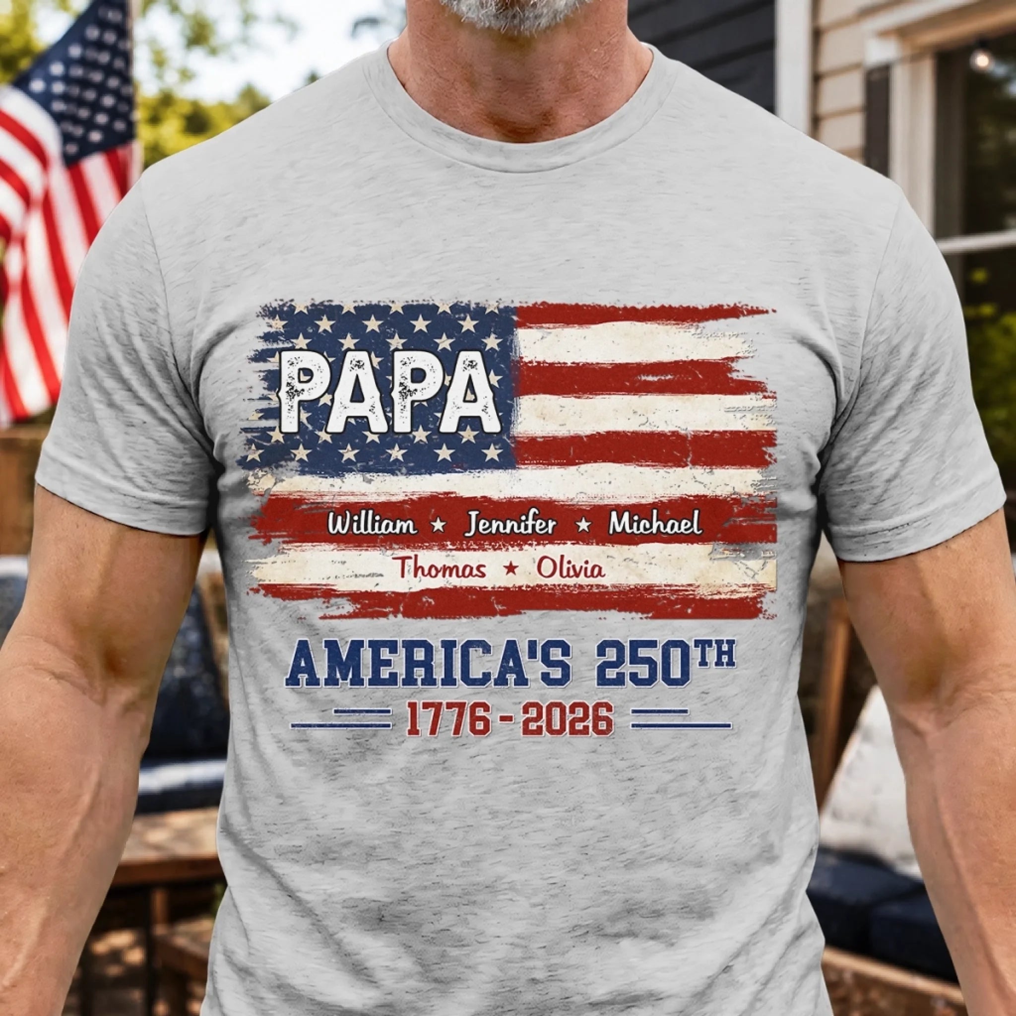 Personalized America 250th Anniversary T Shirt or Hoodie Gift for Dad and Grandpa